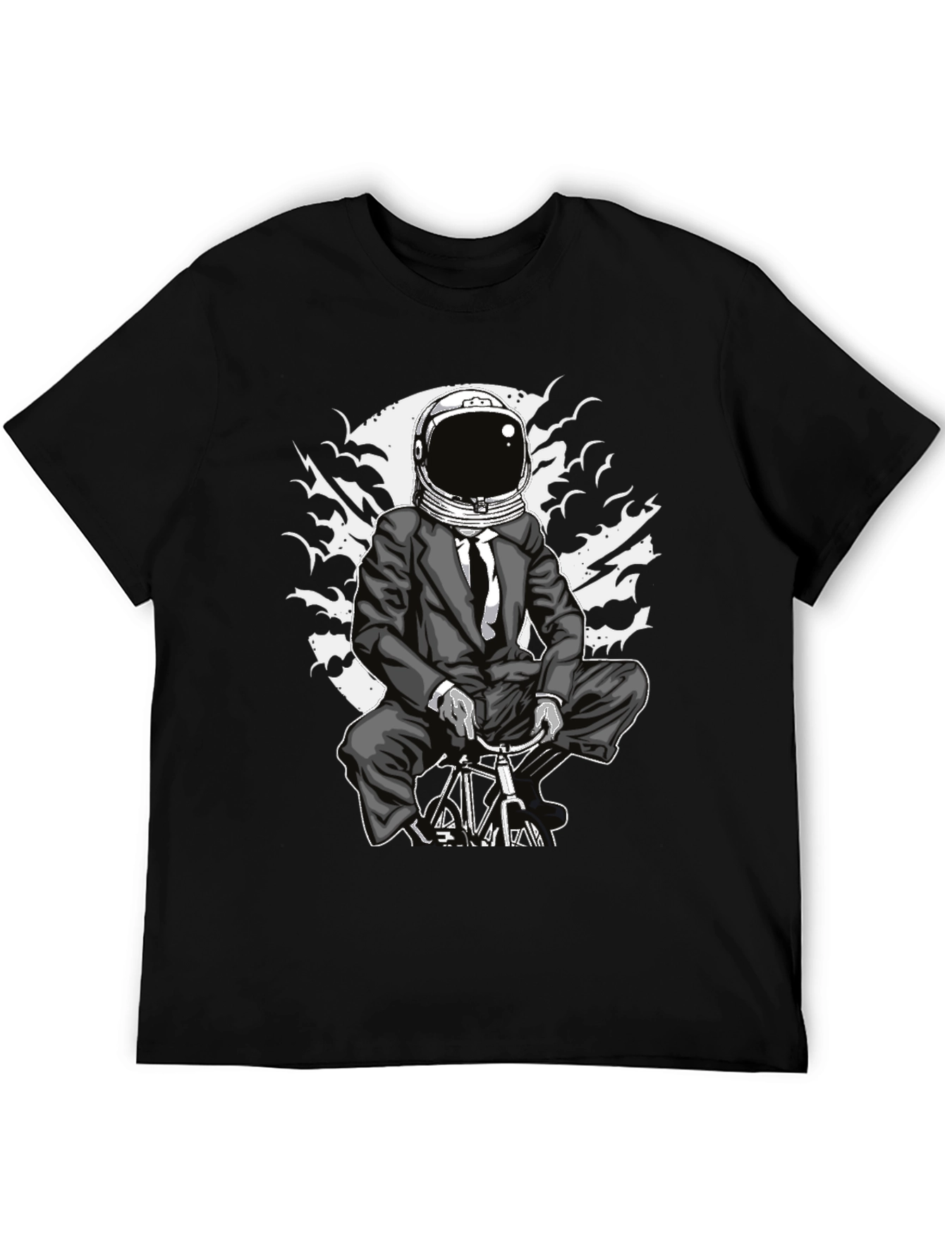 Astronaut Biker Black T-Shirt - Unique Graphic Tee