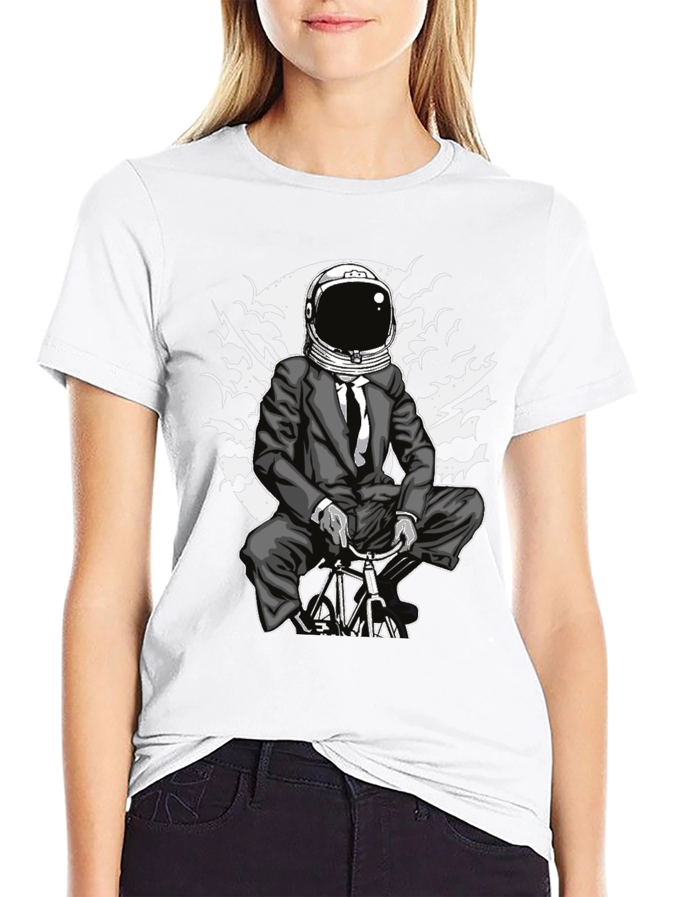 Astronaut Biker Black T-Shirt - Unique Graphic Tee