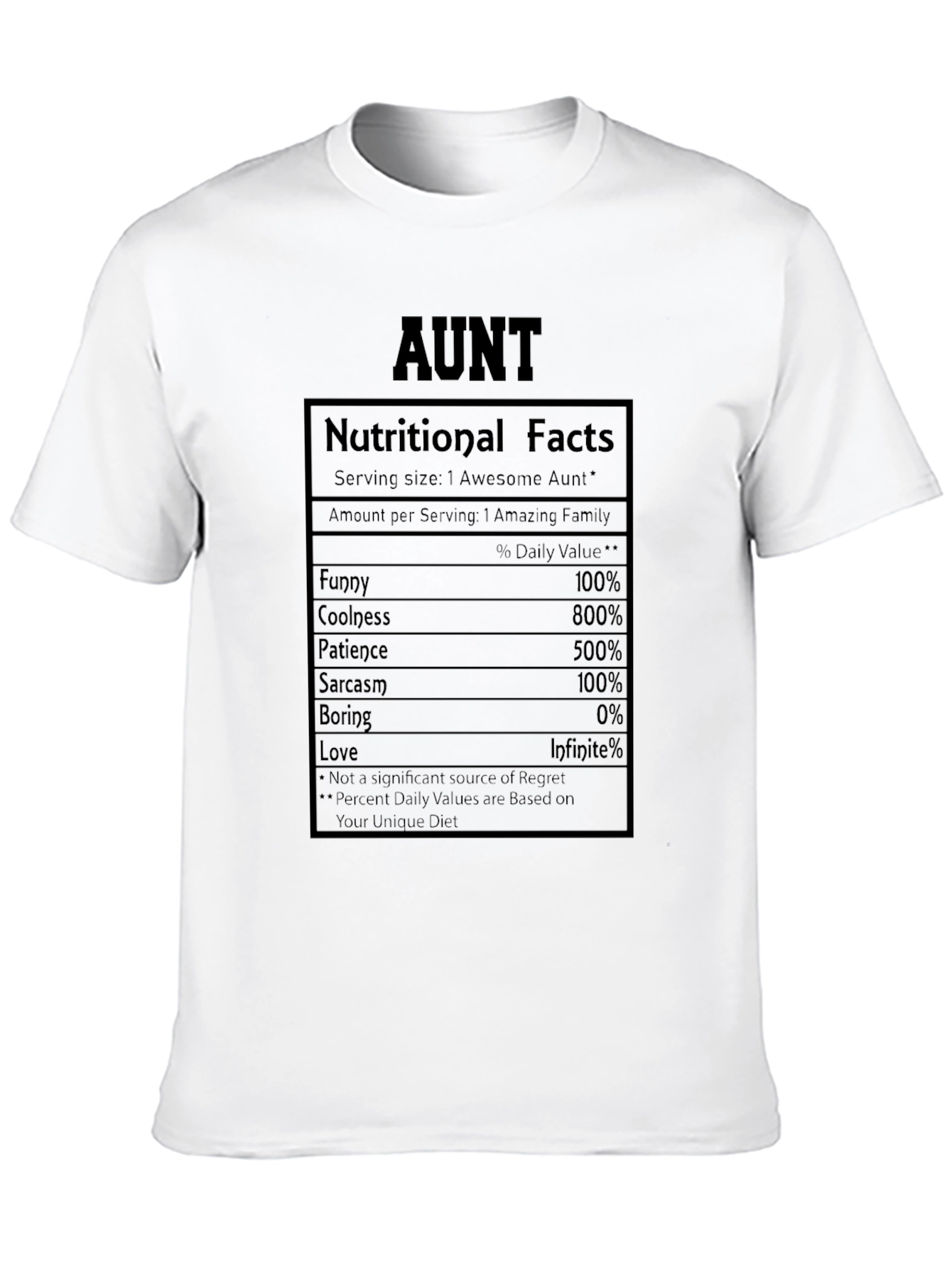Awesome Aunt Nutritional Facts Graphic Tee