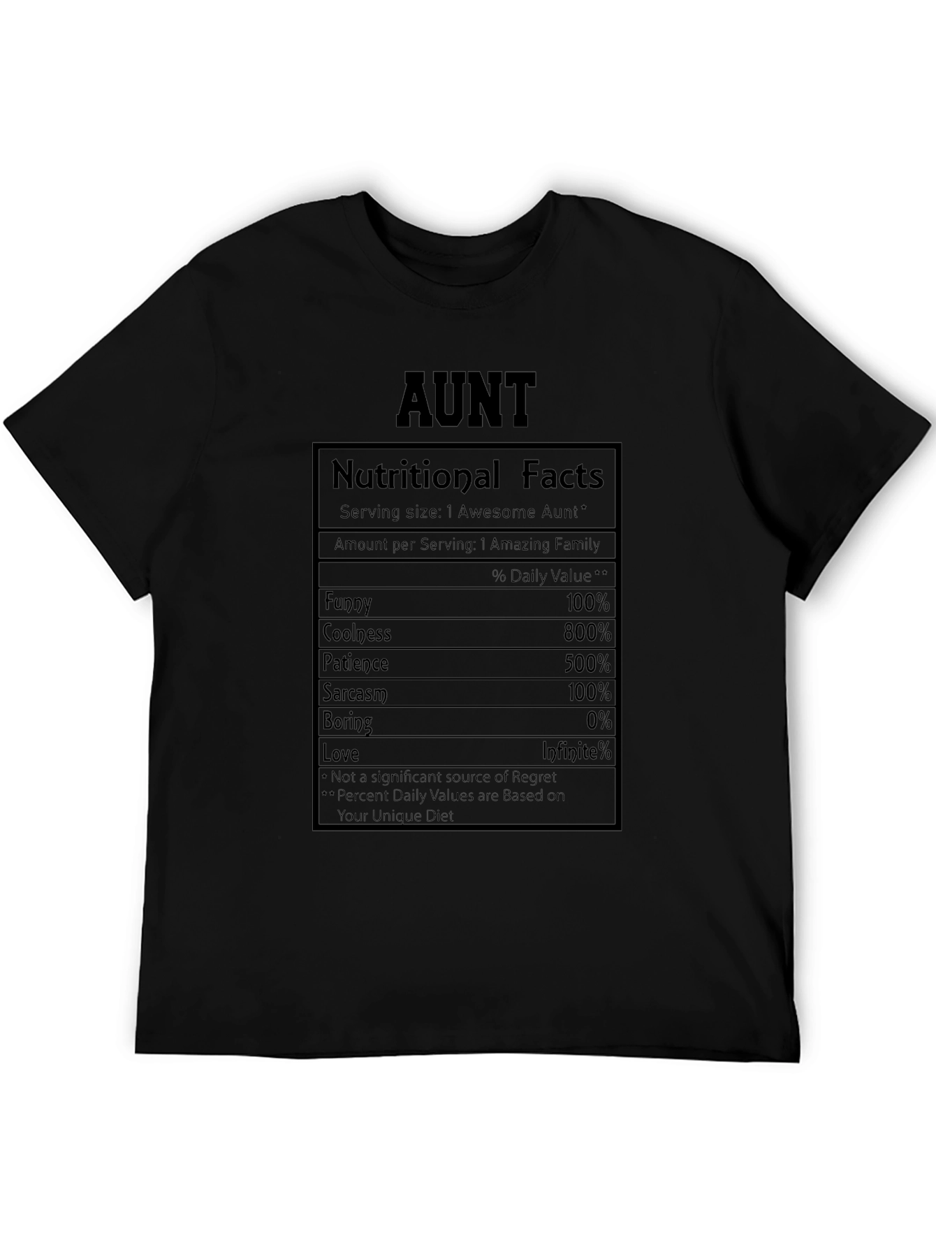 Awesome Aunt Nutritional Facts Graphic Tee