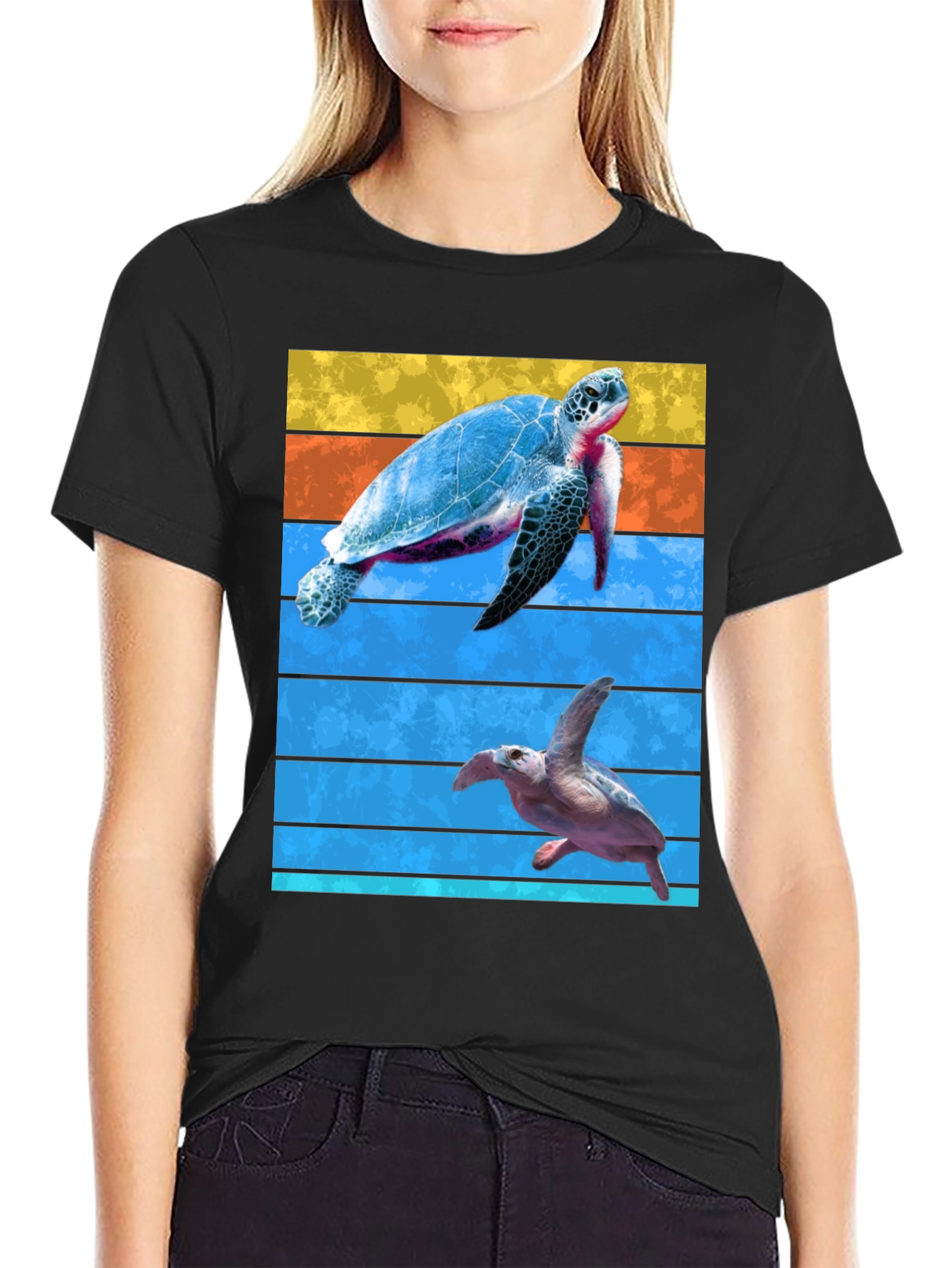 Turtle Graphic Tee - Ocean Lovers Black T-Shirt