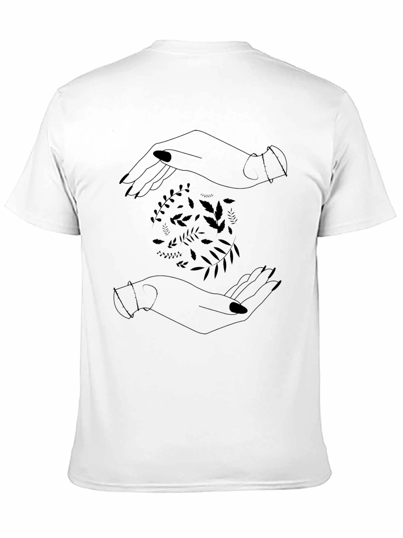 Botanical Hands Graphic Tee - Stylish Black Cotton T-Shirt