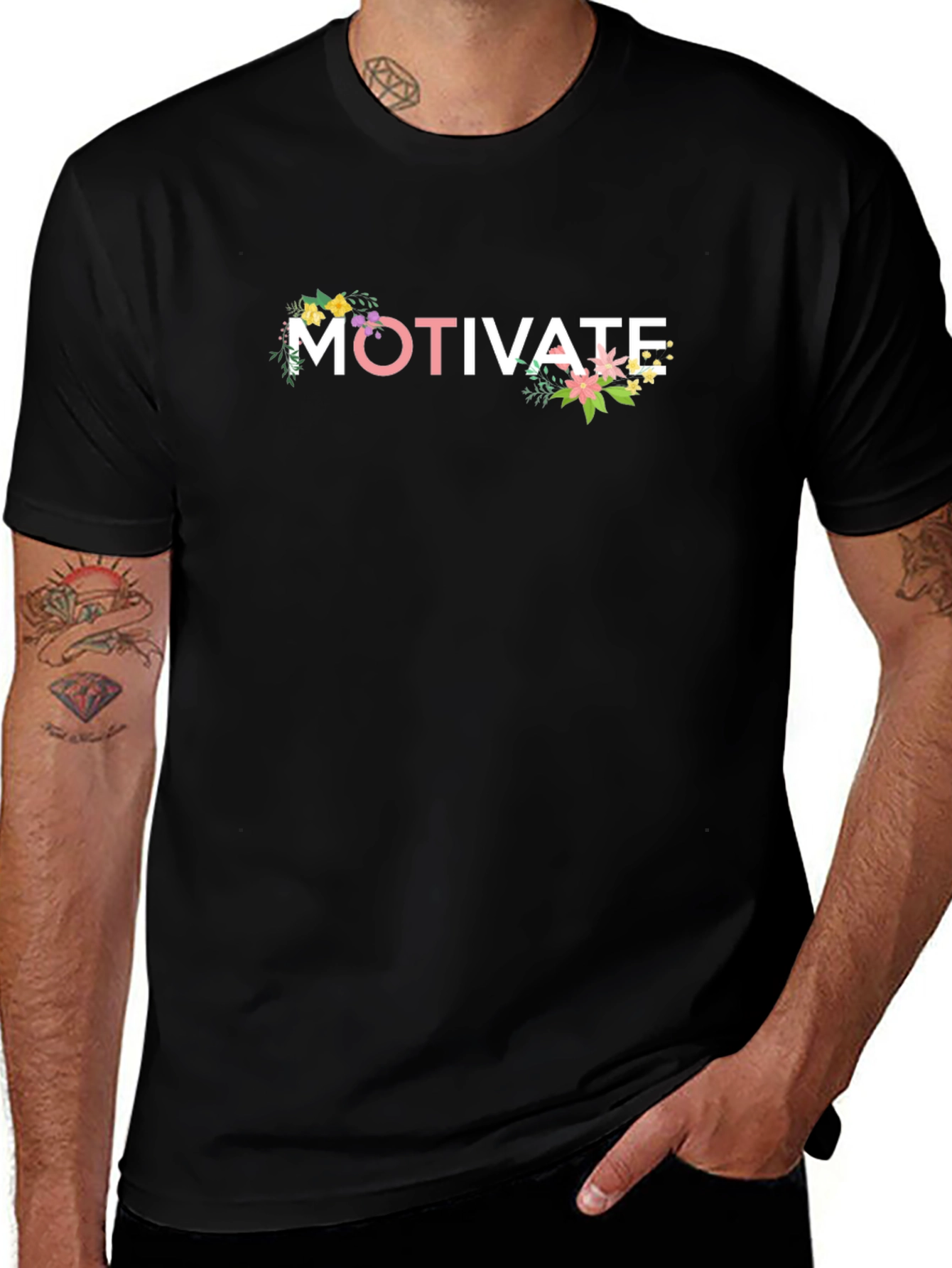 Motivate Floral Graphic T-Shirt - Inspiring Design