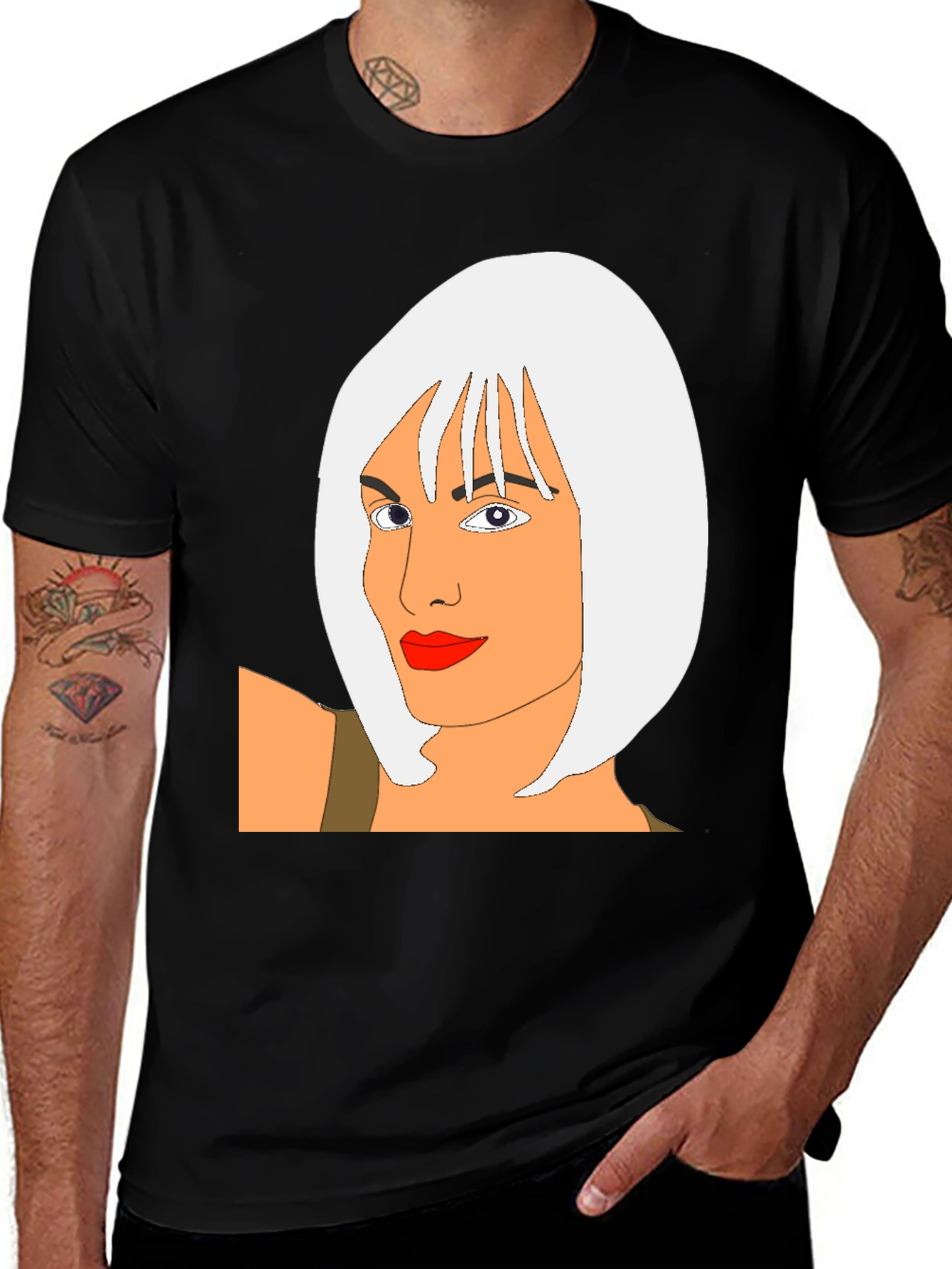 Cool Graphic T-Shirt - Cartoon Woman Portrait