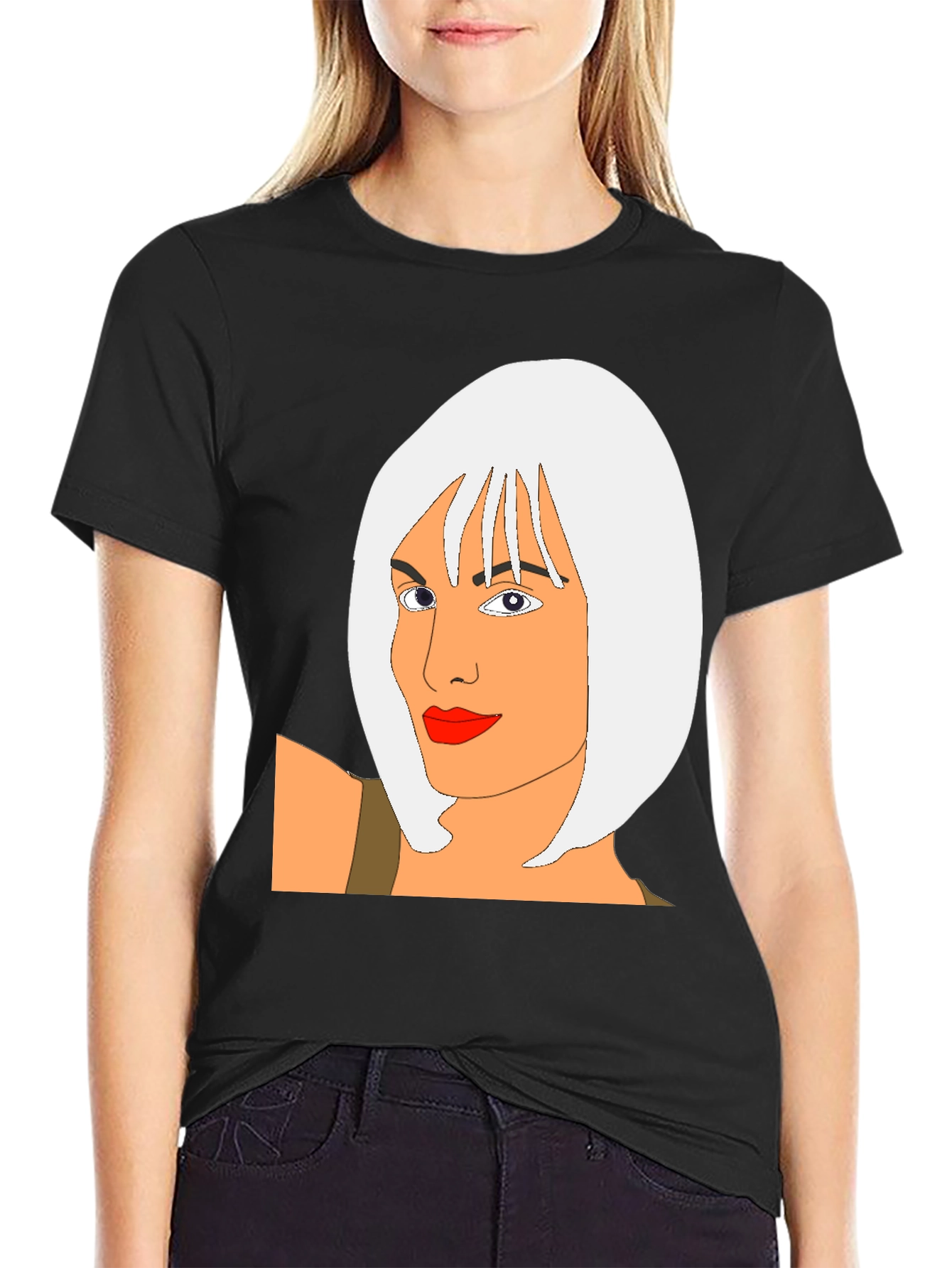 Cool Graphic T-Shirt - Cartoon Woman Portrait