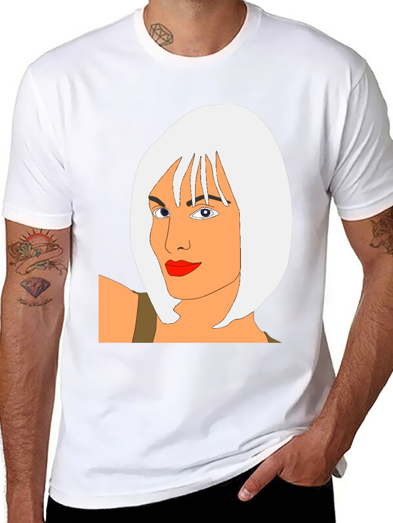 Cool Graphic T-Shirt - Cartoon Woman Portrait