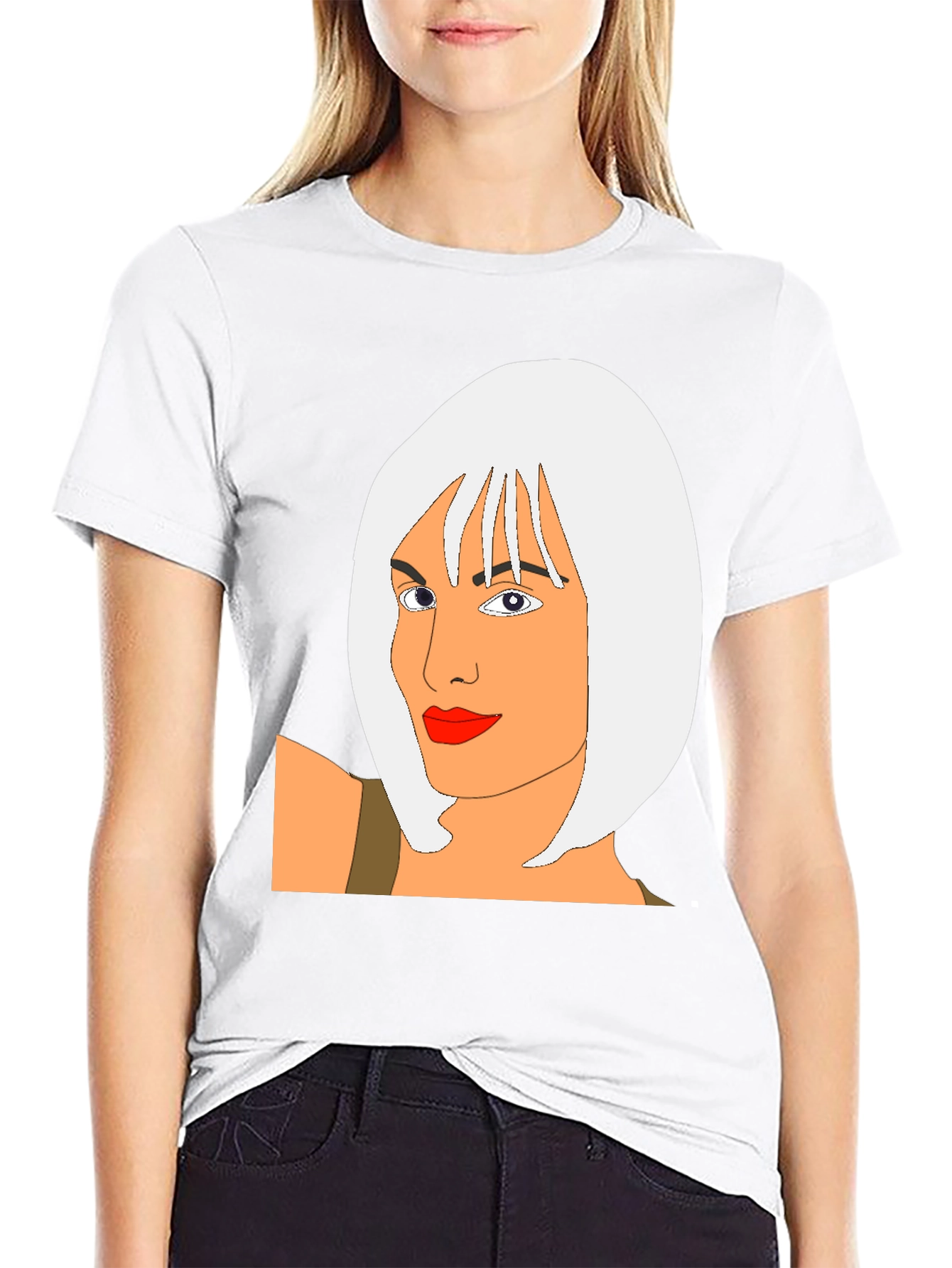 Cool Graphic T-Shirt - Cartoon Woman Portrait