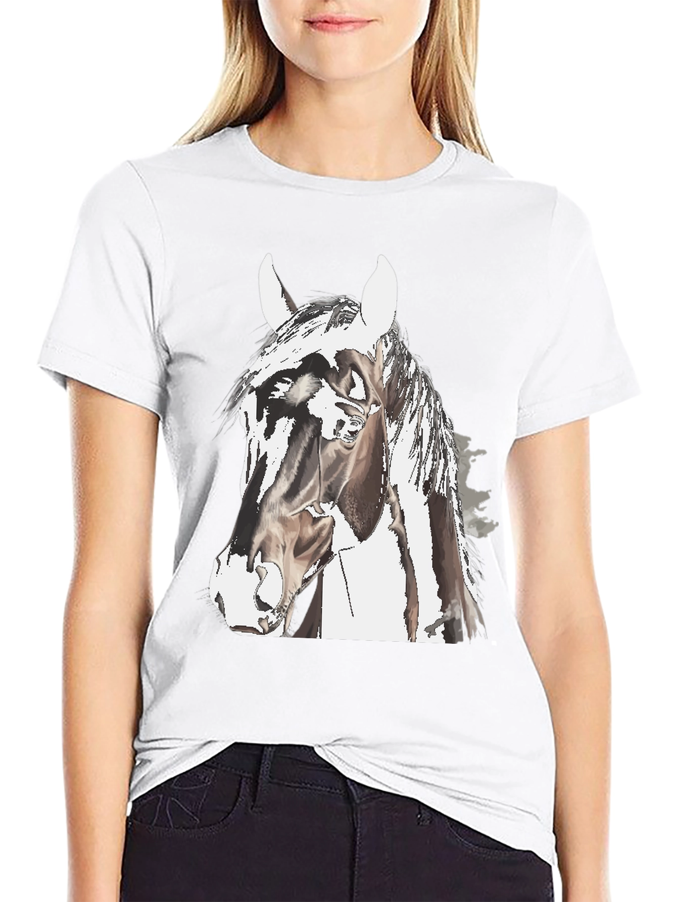 Horse Graphic Tee - Black Cotton Comfort