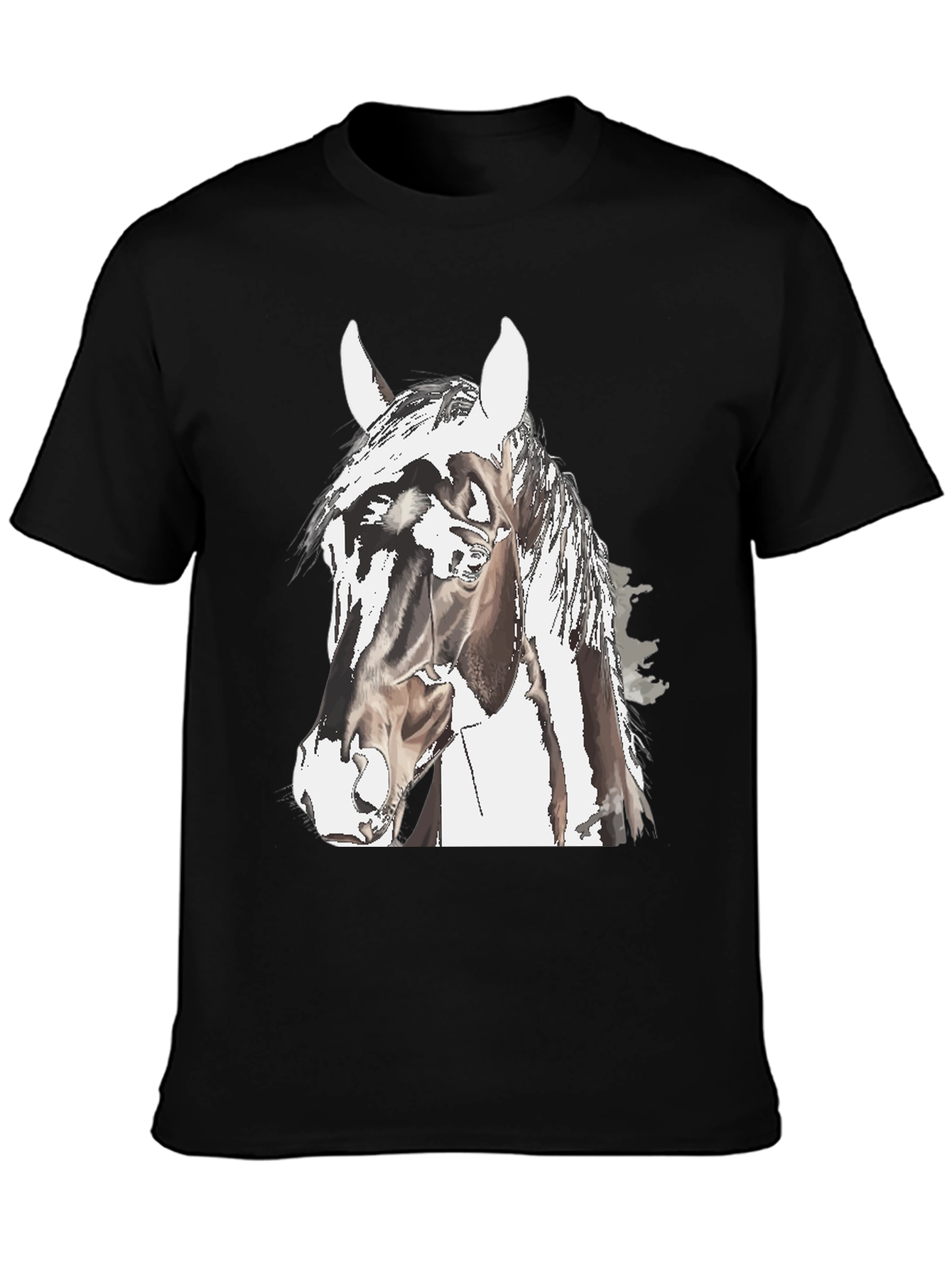 Horse Graphic Tee - Black Cotton Comfort