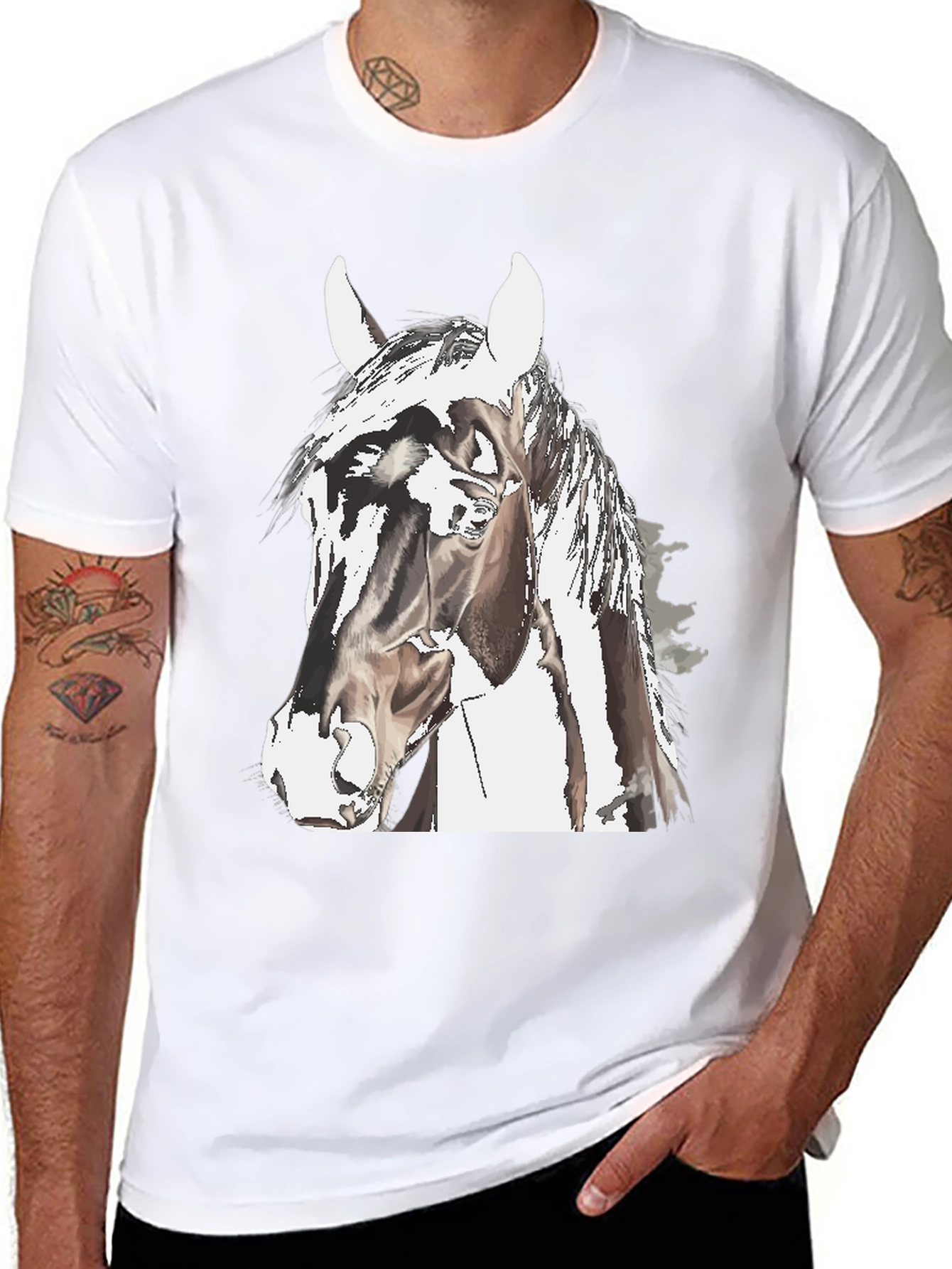 Horse Graphic Tee - Black Cotton Comfort