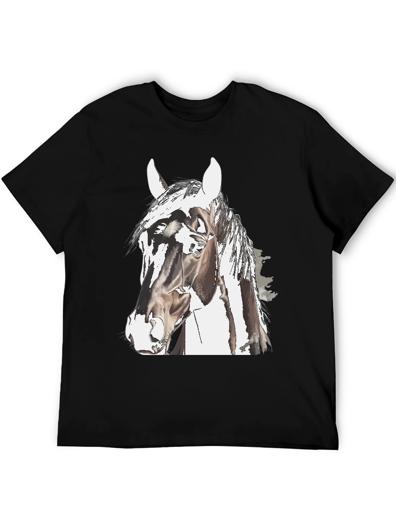 Horse Graphic Tee - Black Cotton Comfort