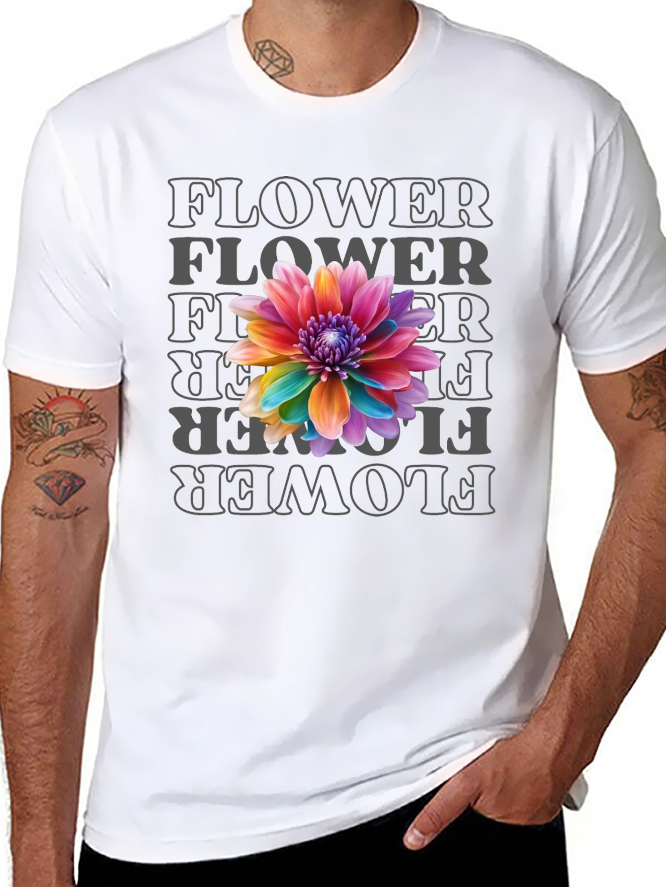 Rainbow Flower Graphic Print T-Shirt