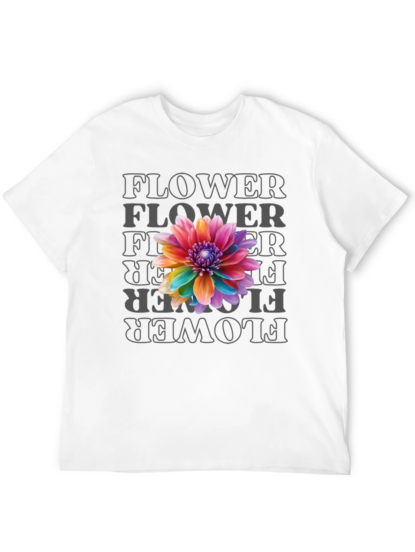 Rainbow Flower Graphic Print T-Shirt
