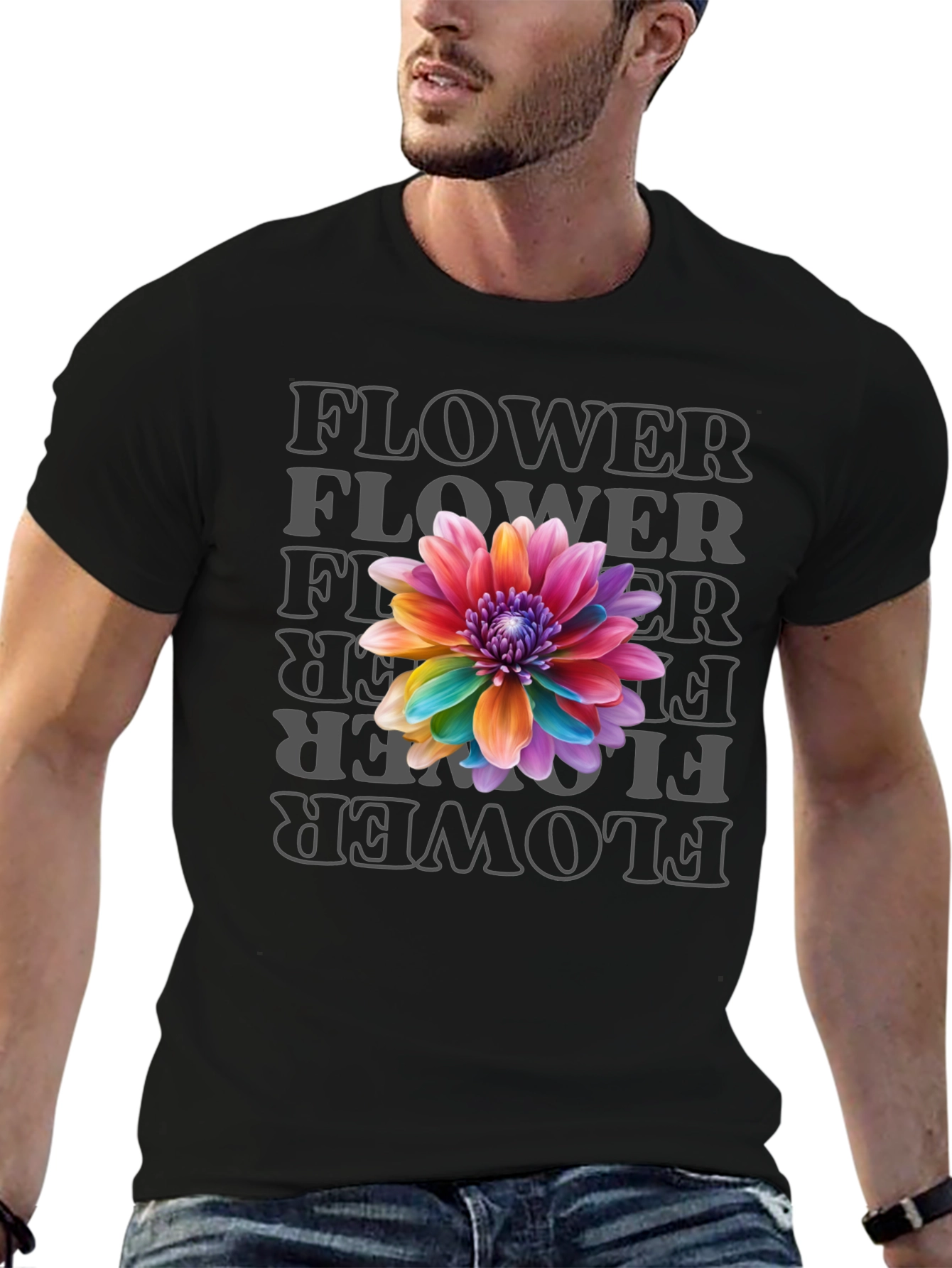 Rainbow Flower Graphic Print T-Shirt
