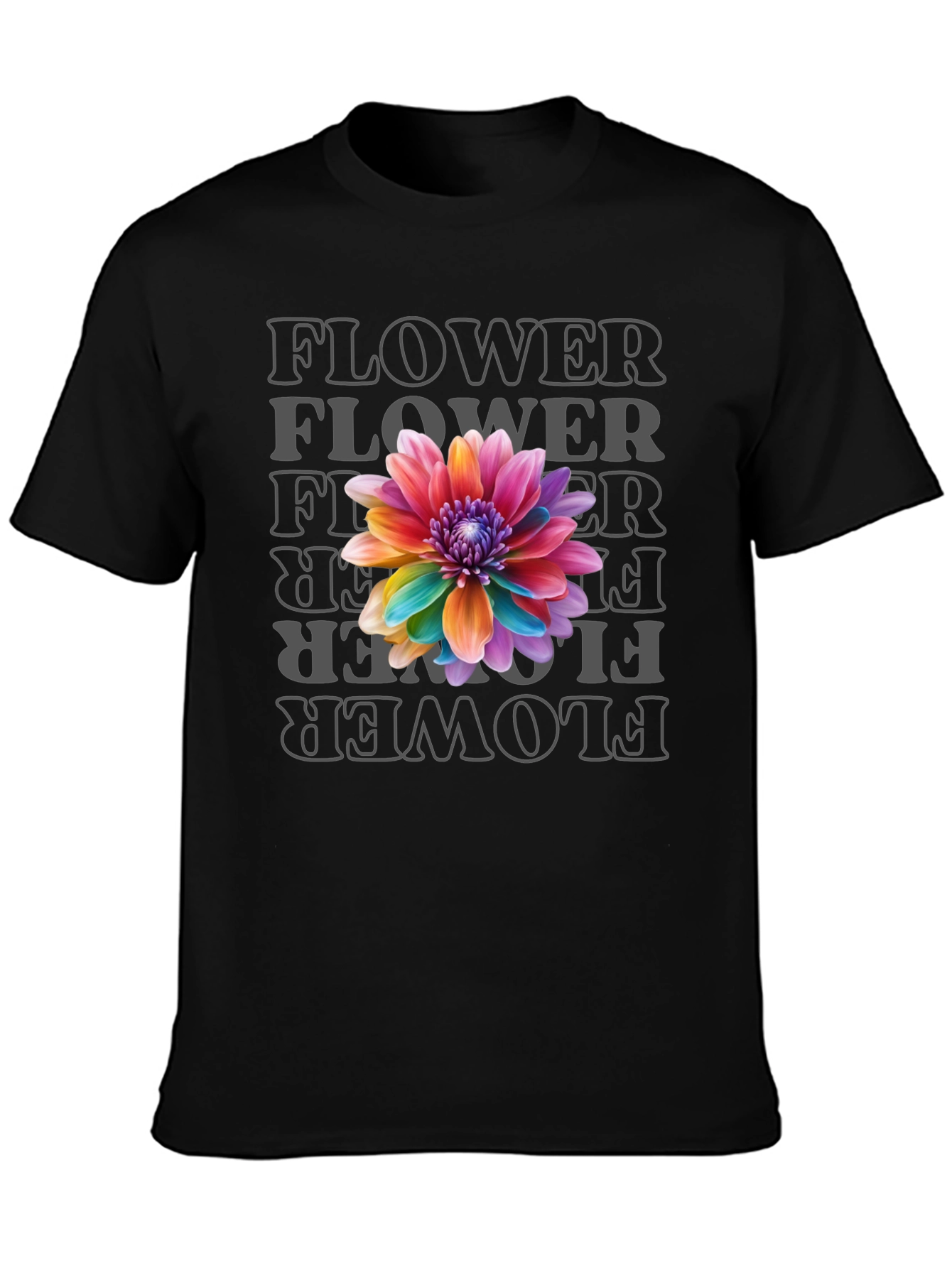 Rainbow Flower Graphic Print T-Shirt