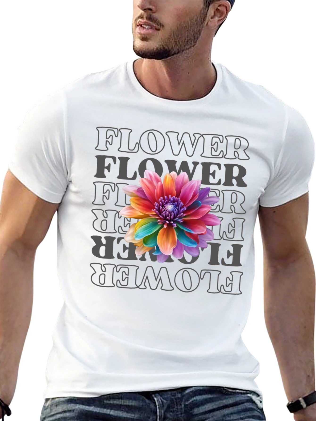 Rainbow Flower Graphic Print T-Shirt