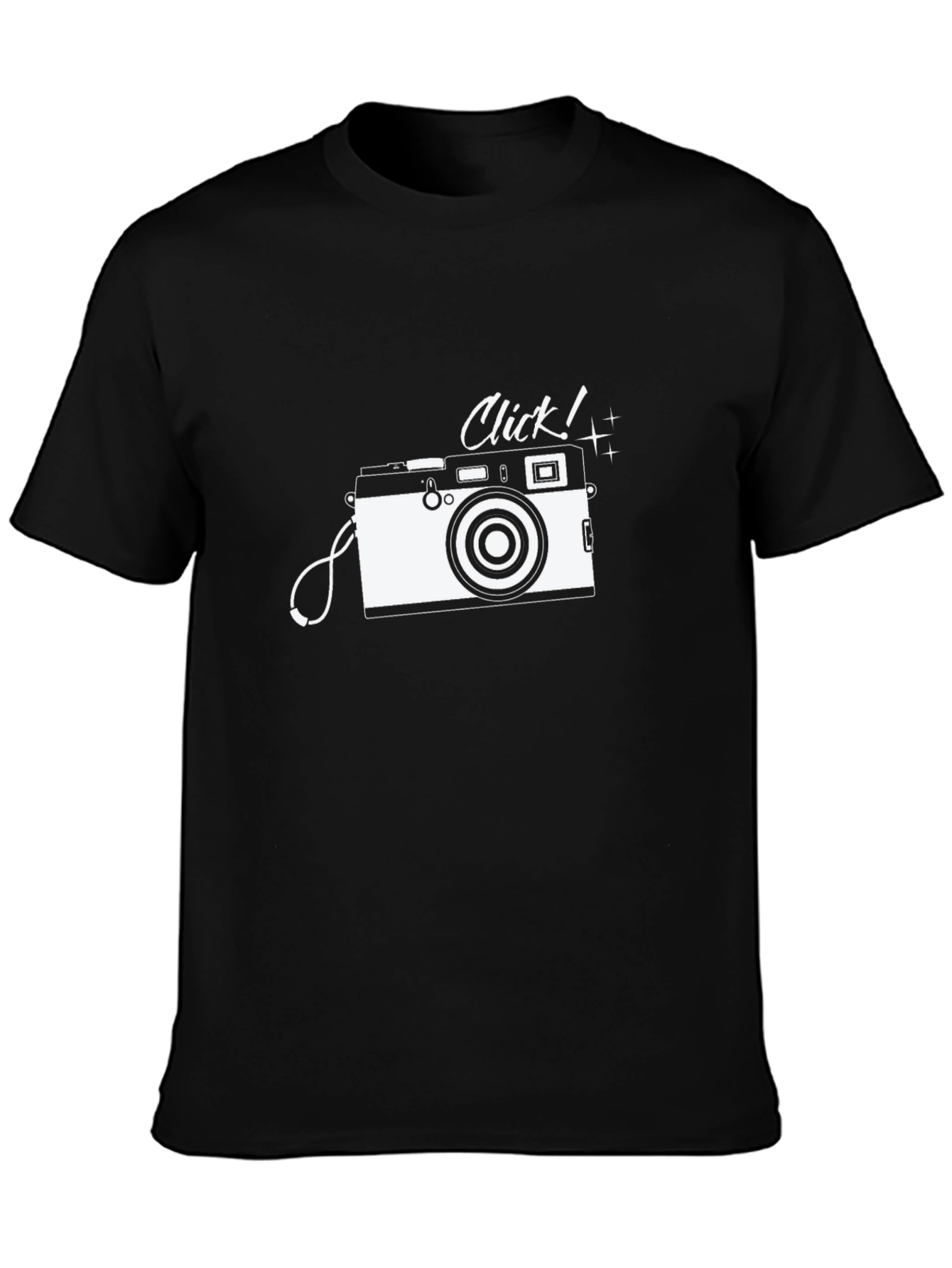 Retro Camera Click Graphic Tee - Black