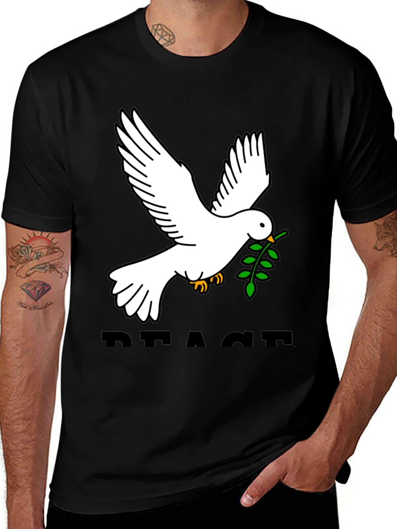 Peace Dove Graphic Tee - Black