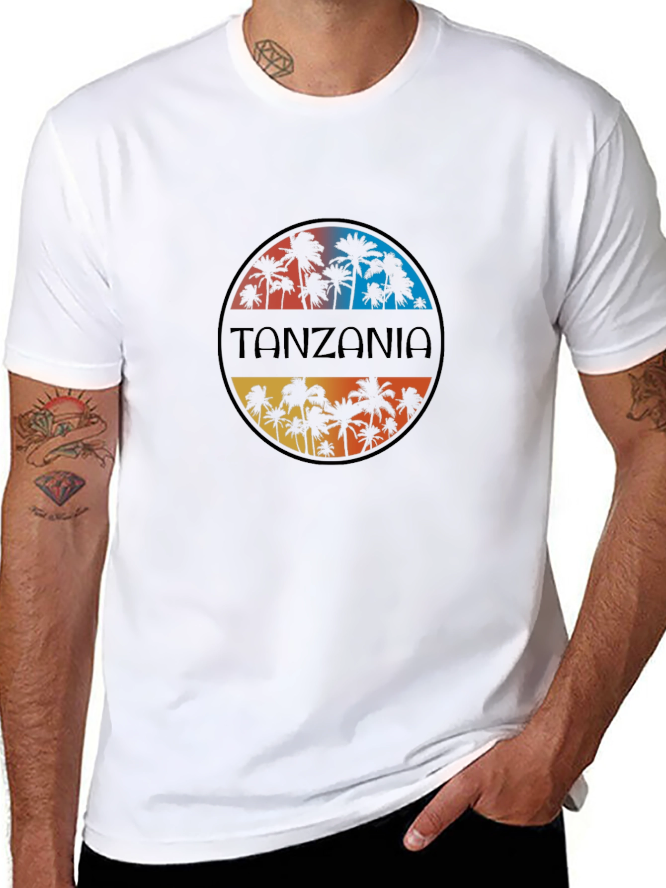 Tanzania Palm Tree Graphic Tee - Tropical Vacation Shirt