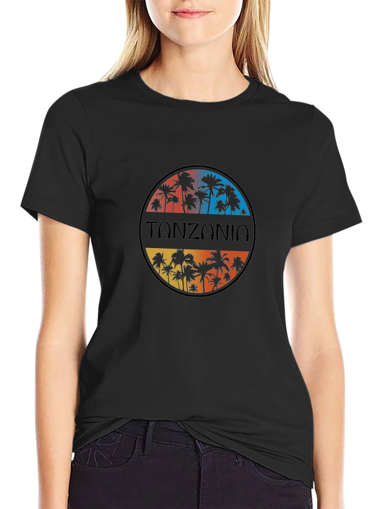 Tanzania Palm Tree Graphic Tee - Tropical Vacation Shirt