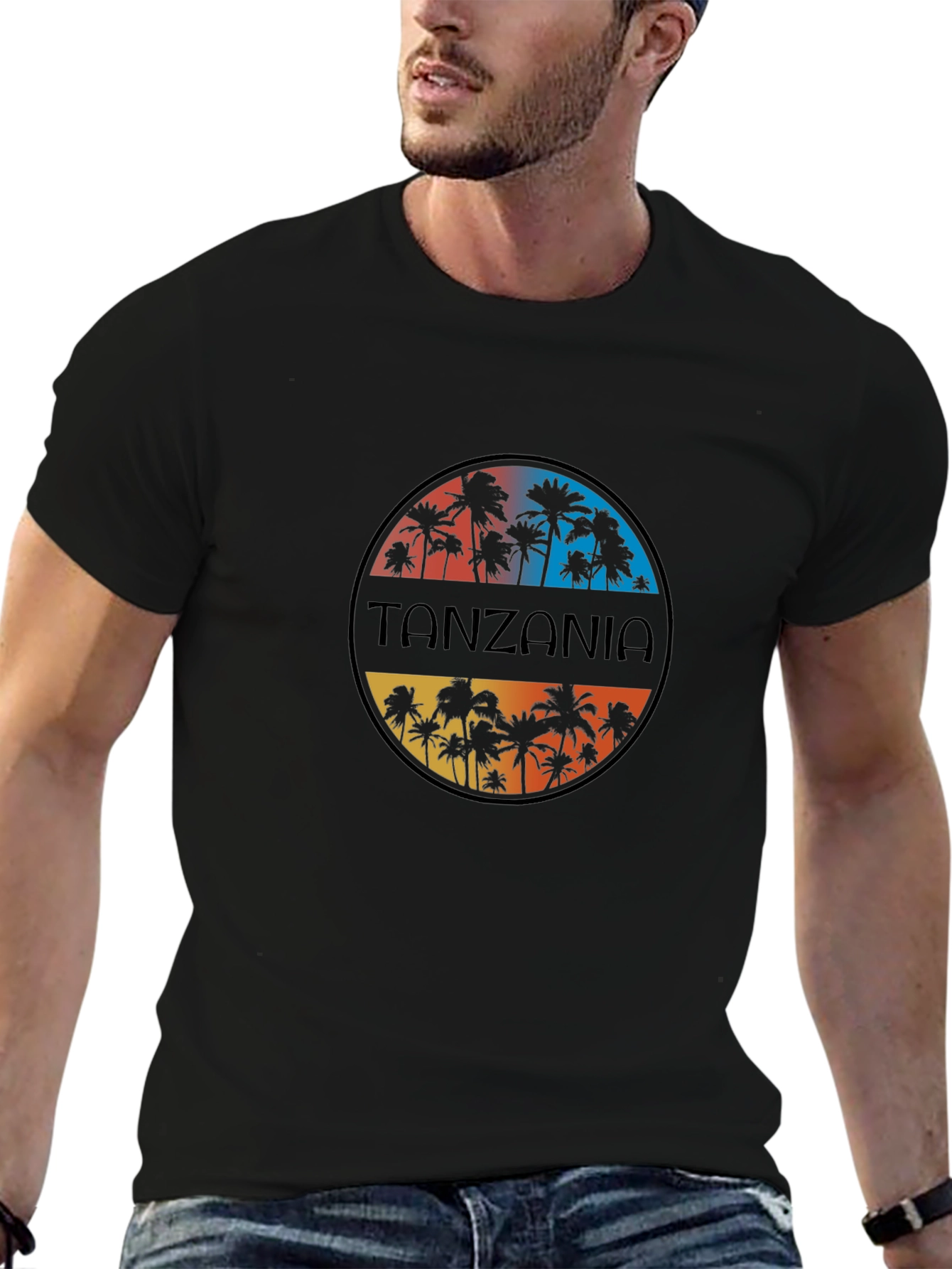 Tanzania Palm Tree Graphic Tee - Tropical Vacation Shirt