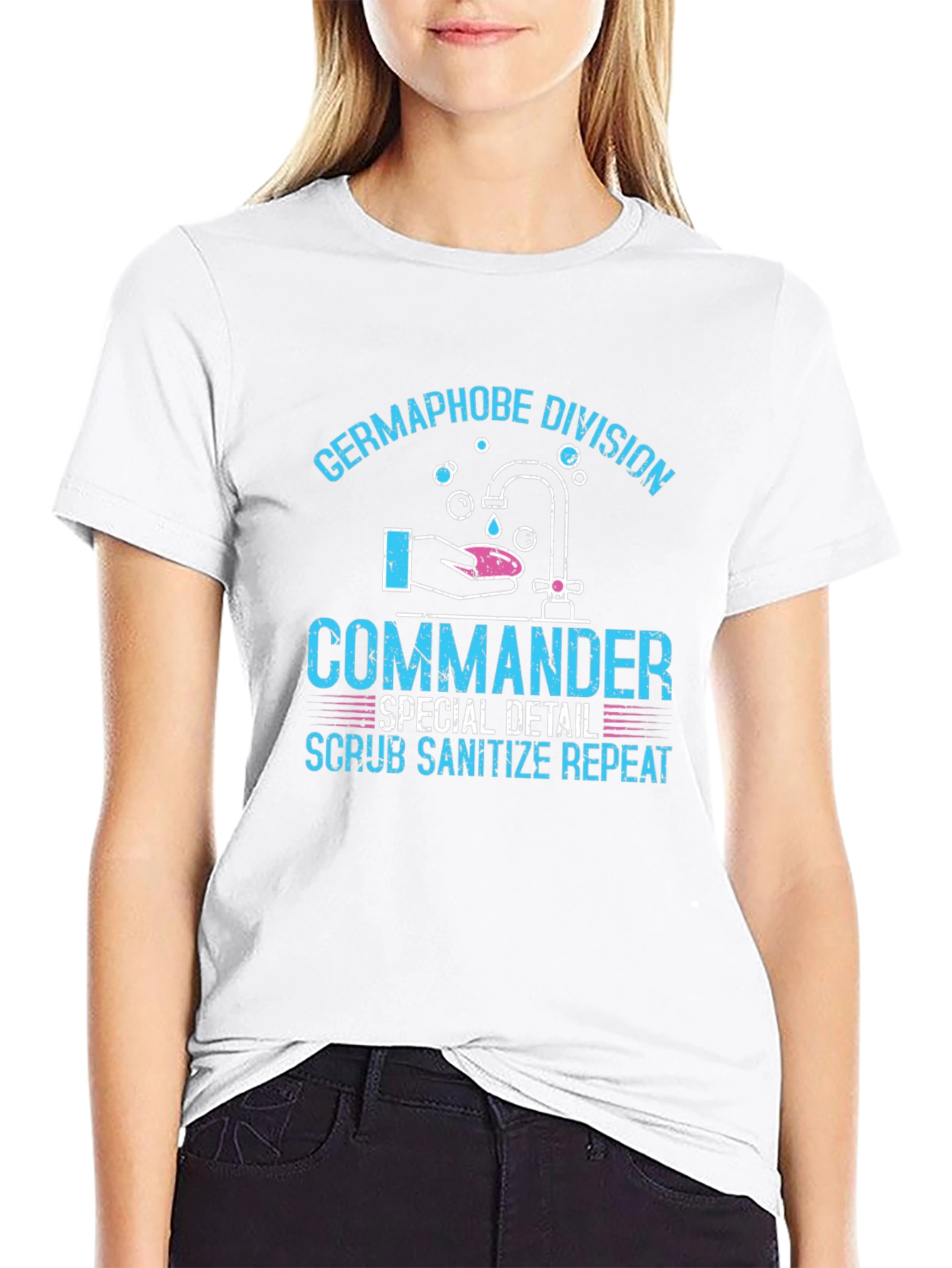 Germaphobe Division Commander T-Shirt - Scrub Sanitize Repeat!