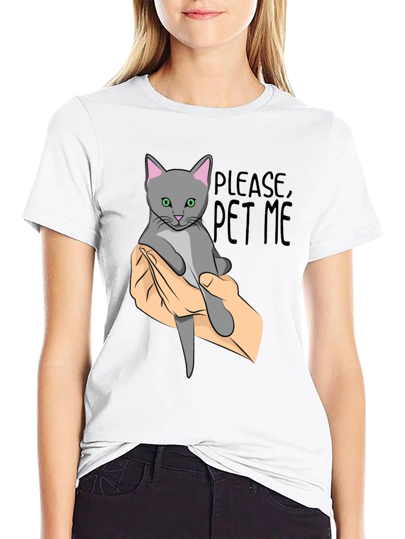Please Pet Me Cat Graphic T-Shirt