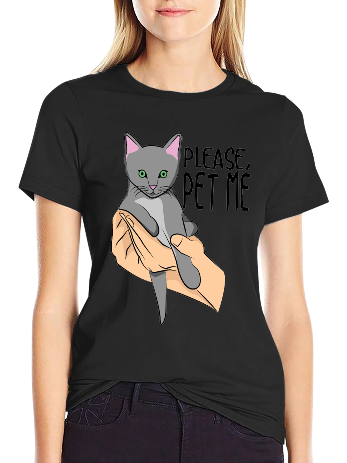 Please Pet Me Cat Graphic T-Shirt