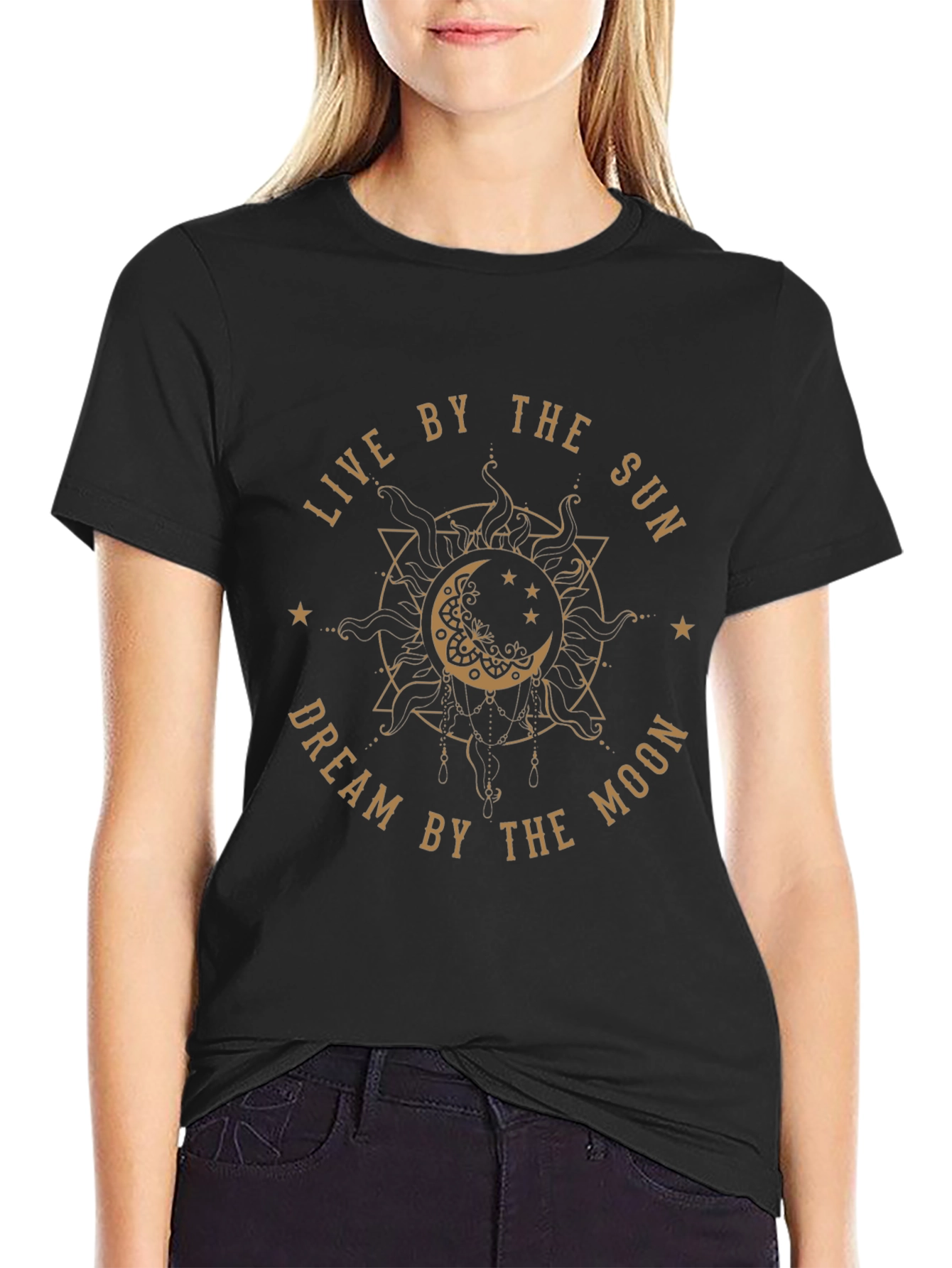 Sun & Moon Graphic Tee - Dreamy Black T-Shirt
