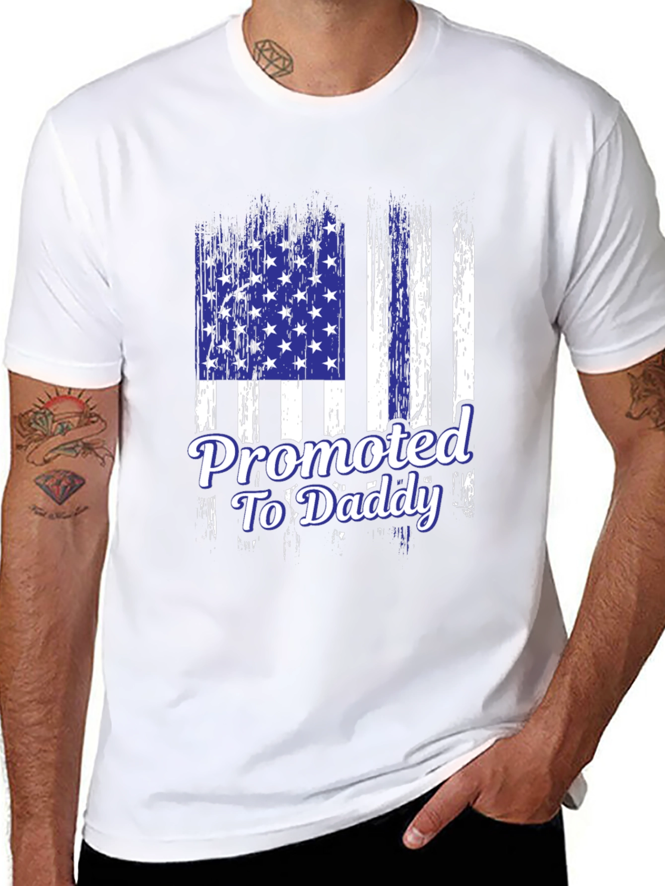 Promoted to Daddy Flag Graphic T-Shirt
