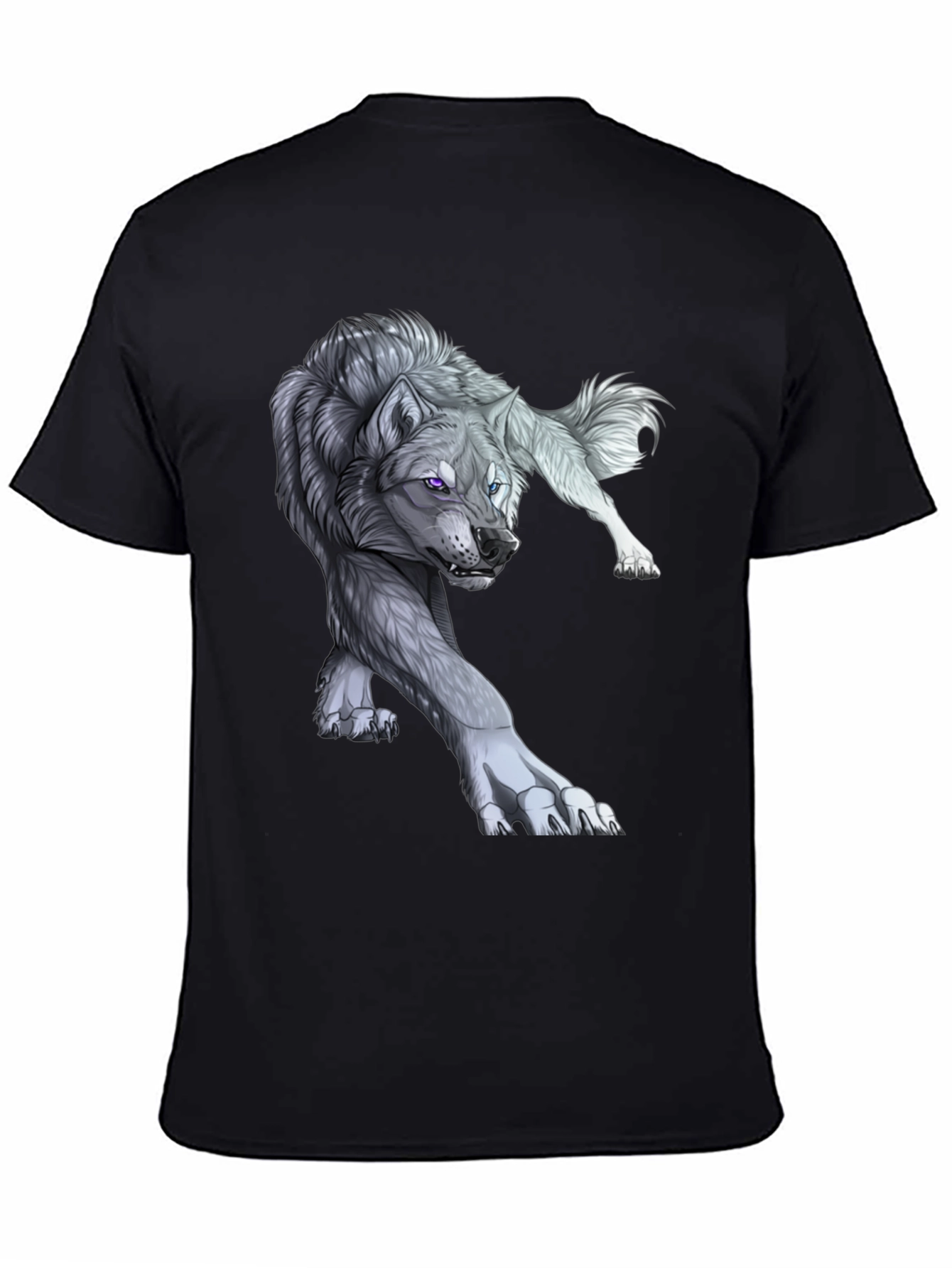 Wolf Graphic Print T-Shirt - Black