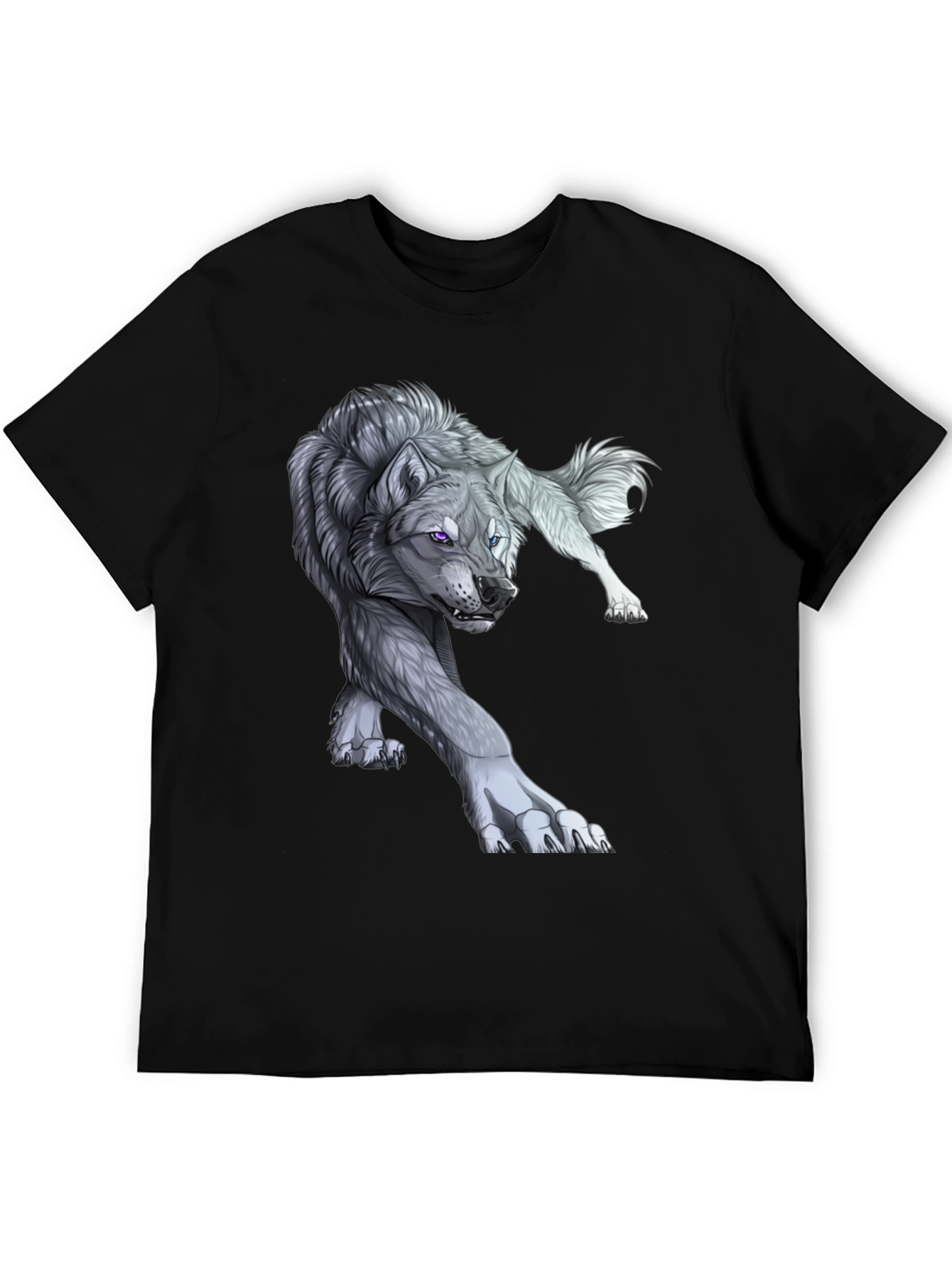 Wolf Graphic Print T-Shirt - Black