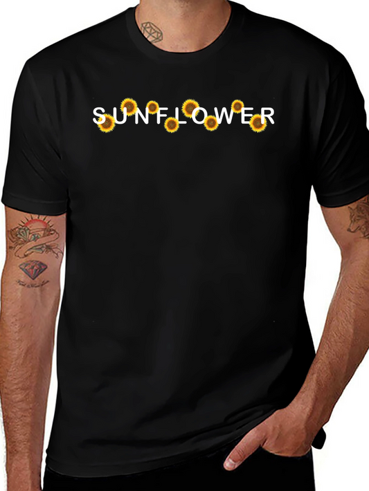 Sunflower Graphic Tee - Black Cotton T-Shirt