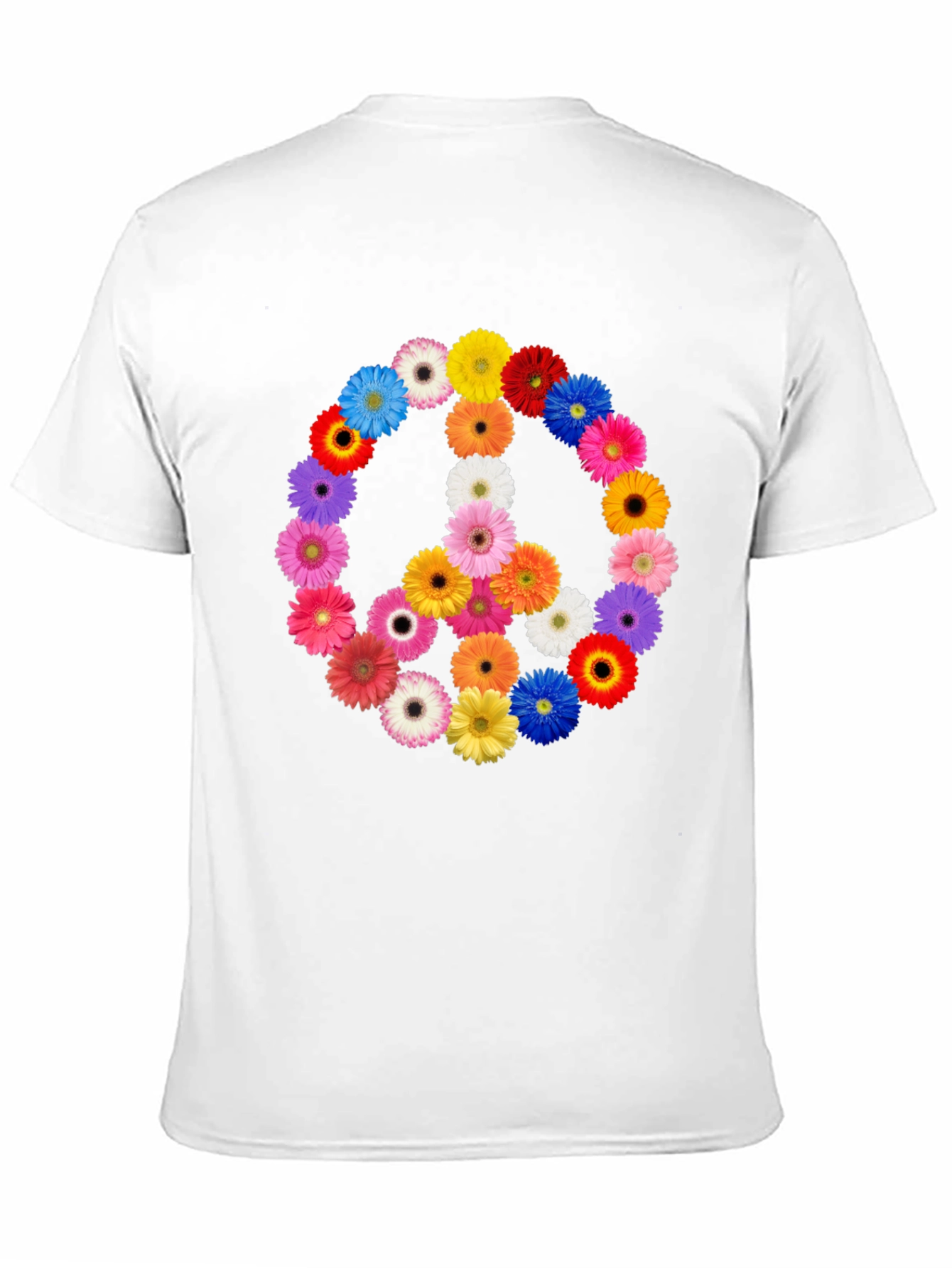 Floral Peace Sign Black T-Shirt