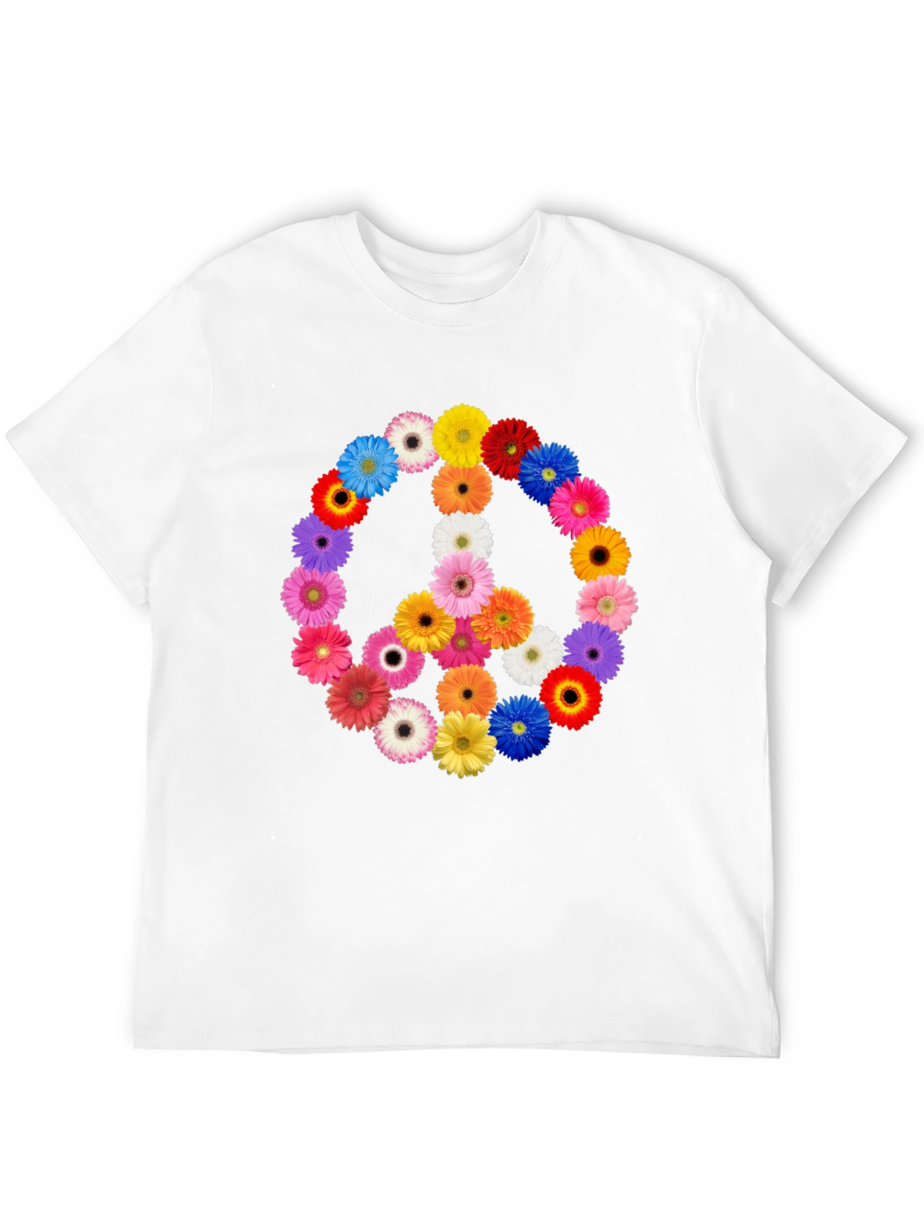 Floral Peace Sign Black T-Shirt