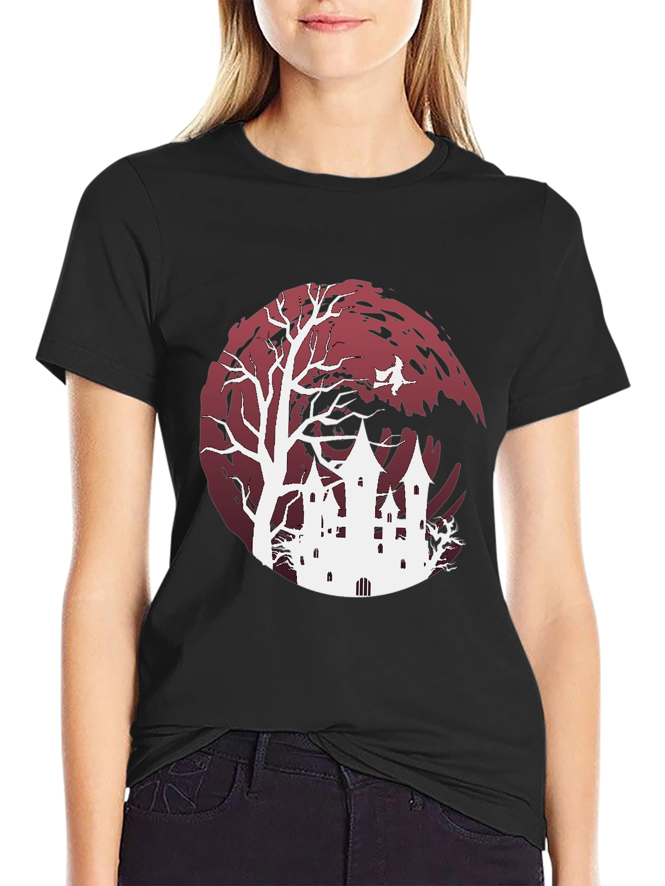 Halloween Castle Graphic Tee - Spooky Season Apparel