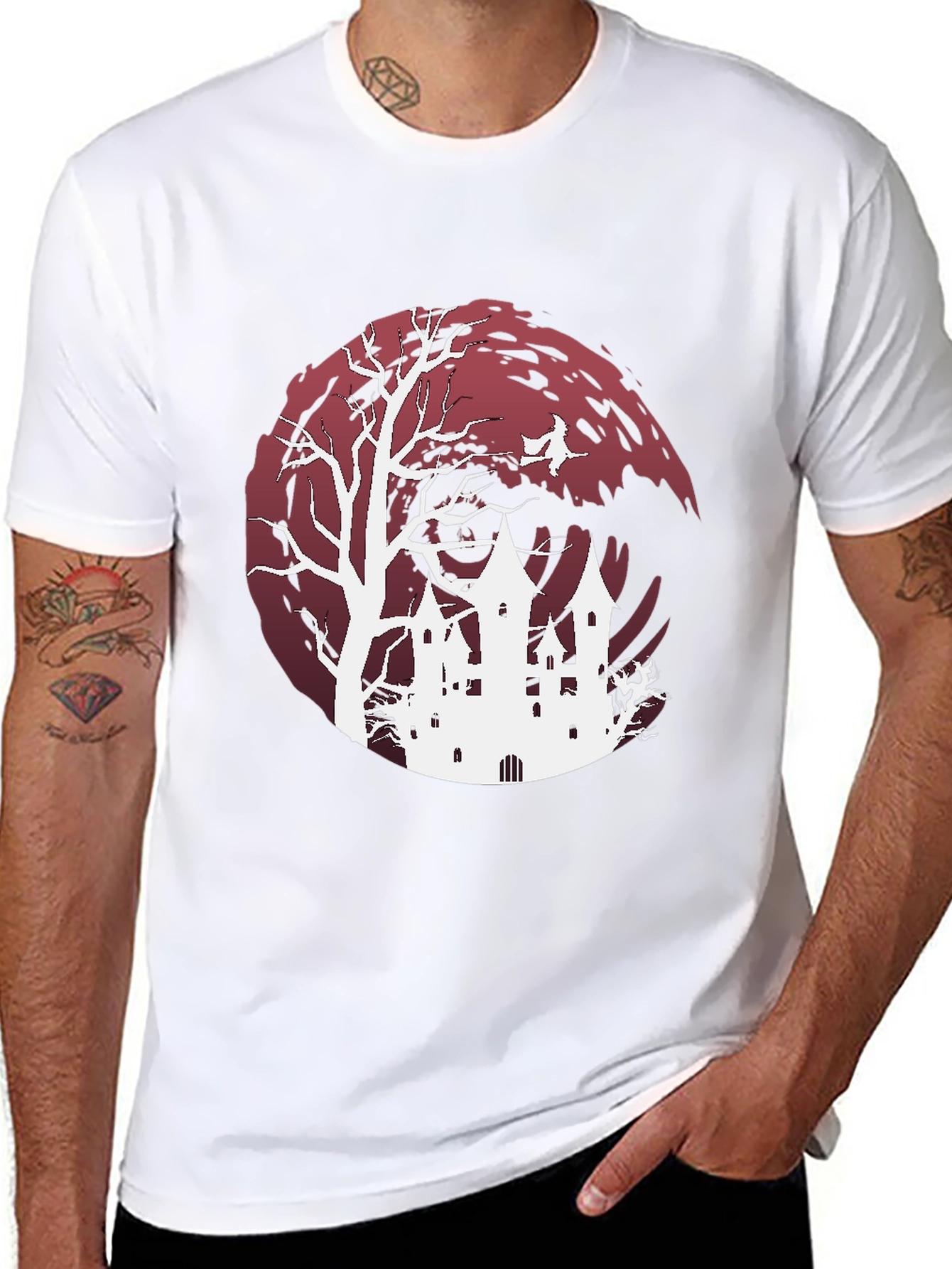 Halloween Castle Graphic Tee - Spooky Season Apparel