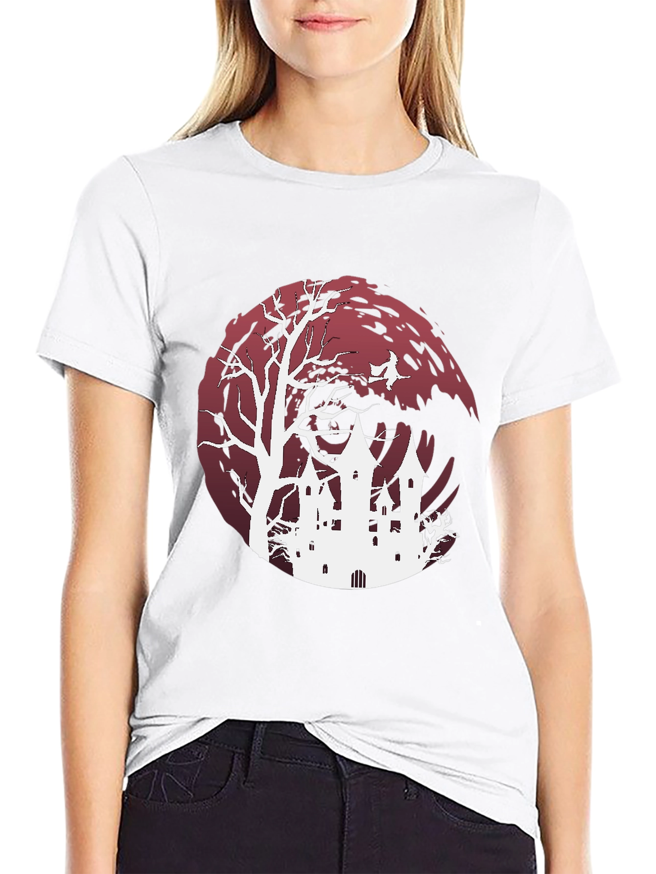 Halloween Castle Graphic Tee - Spooky Season Apparel