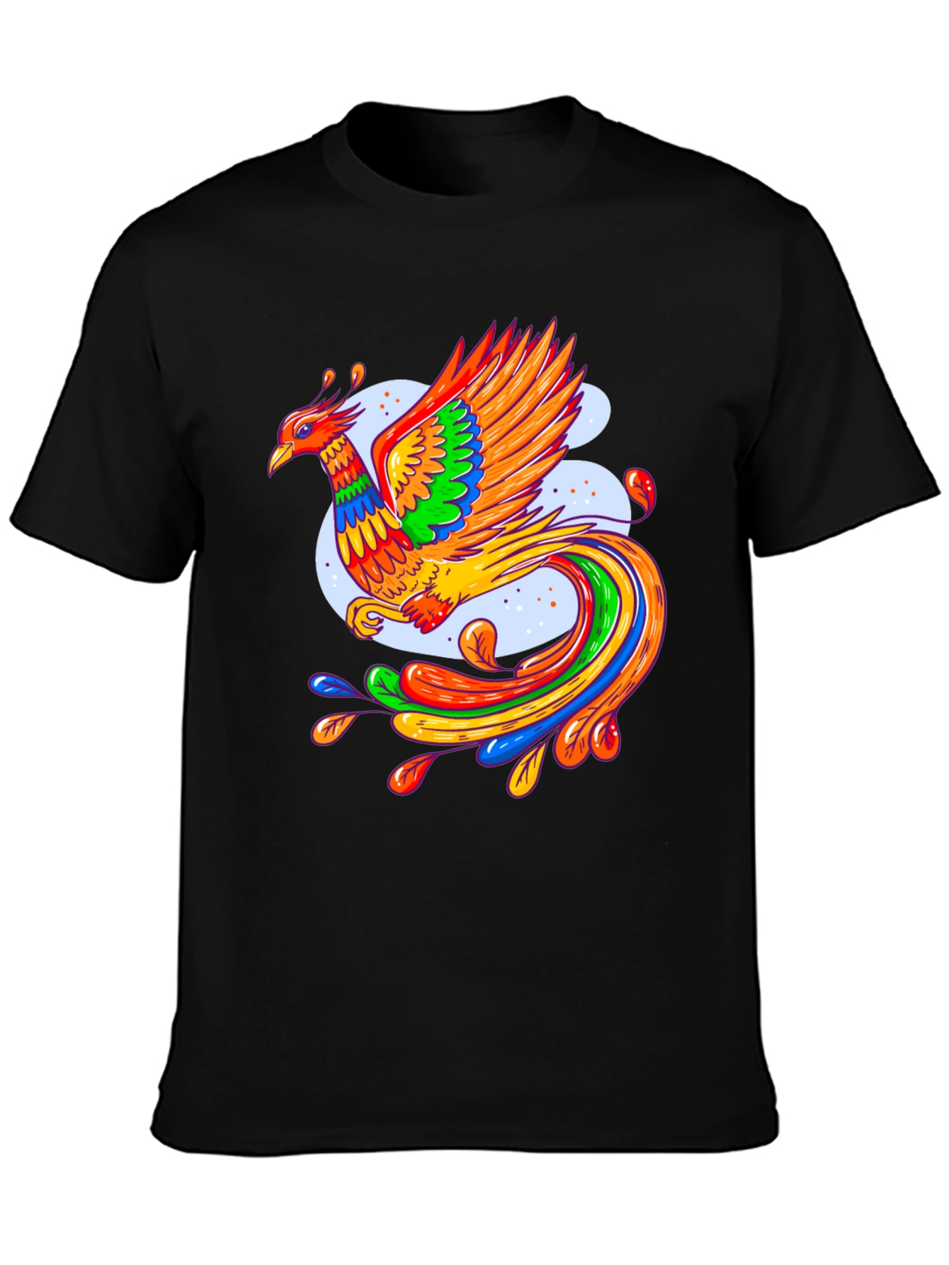 Vibrant Phoenix Graphic Black T-Shirt