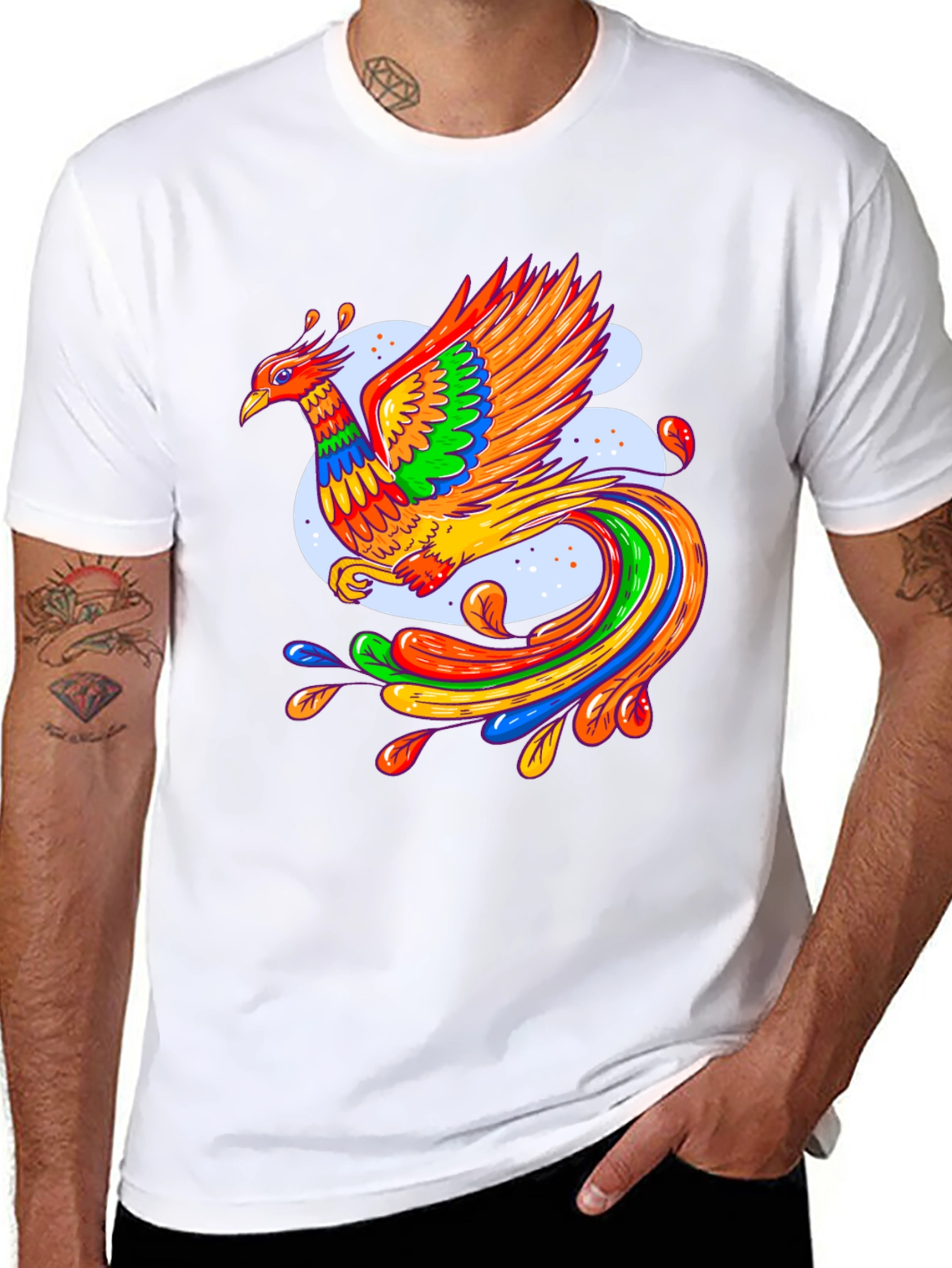 Vibrant Phoenix Graphic Black T-Shirt