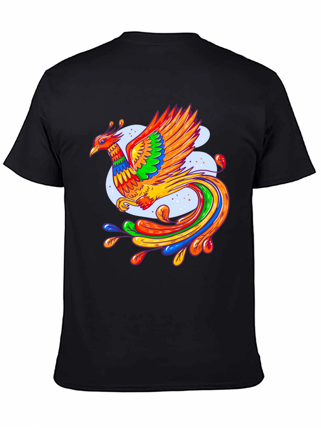 Vibrant Phoenix Graphic Black T-Shirt