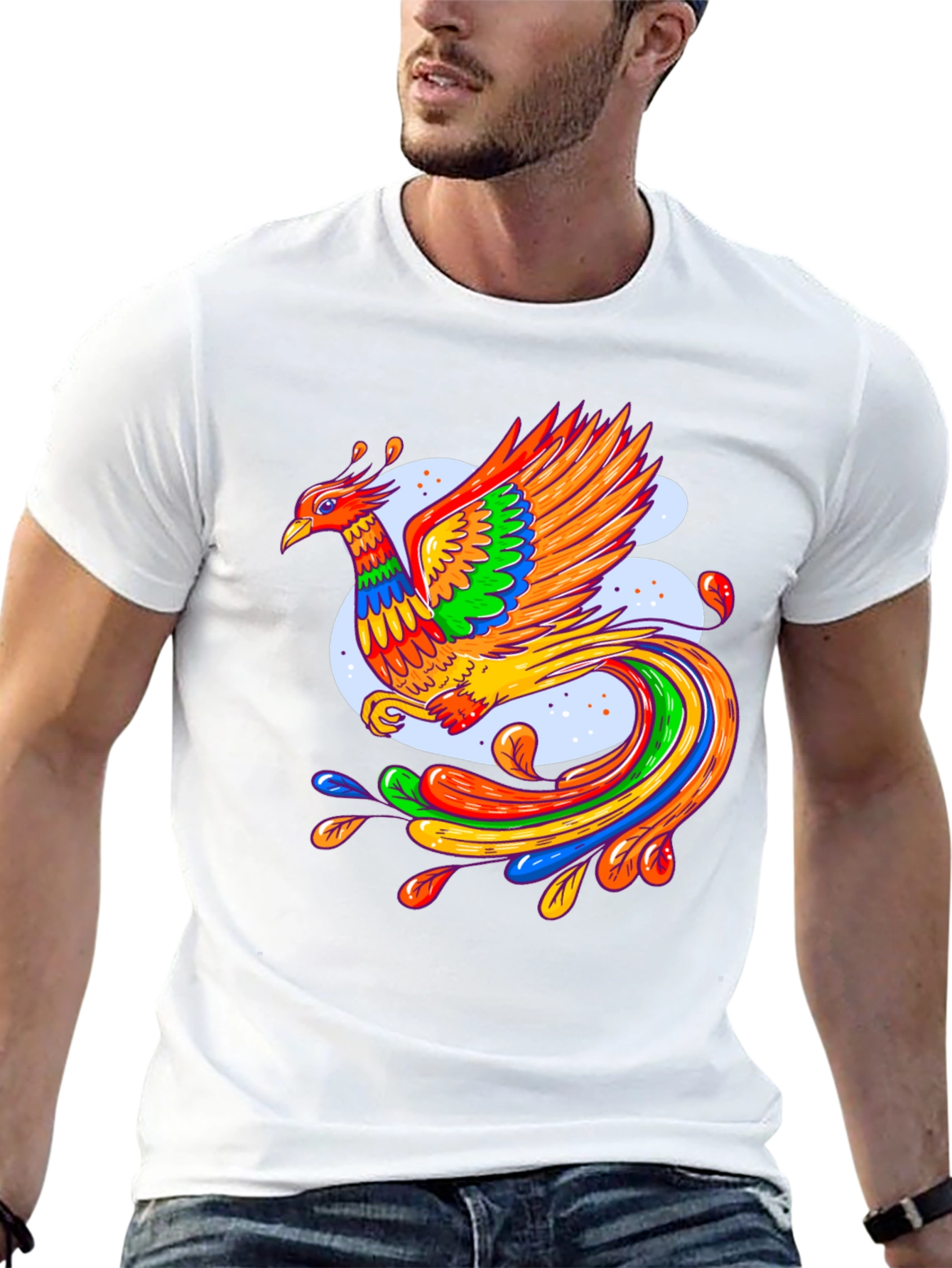 Vibrant Phoenix Graphic Black T-Shirt