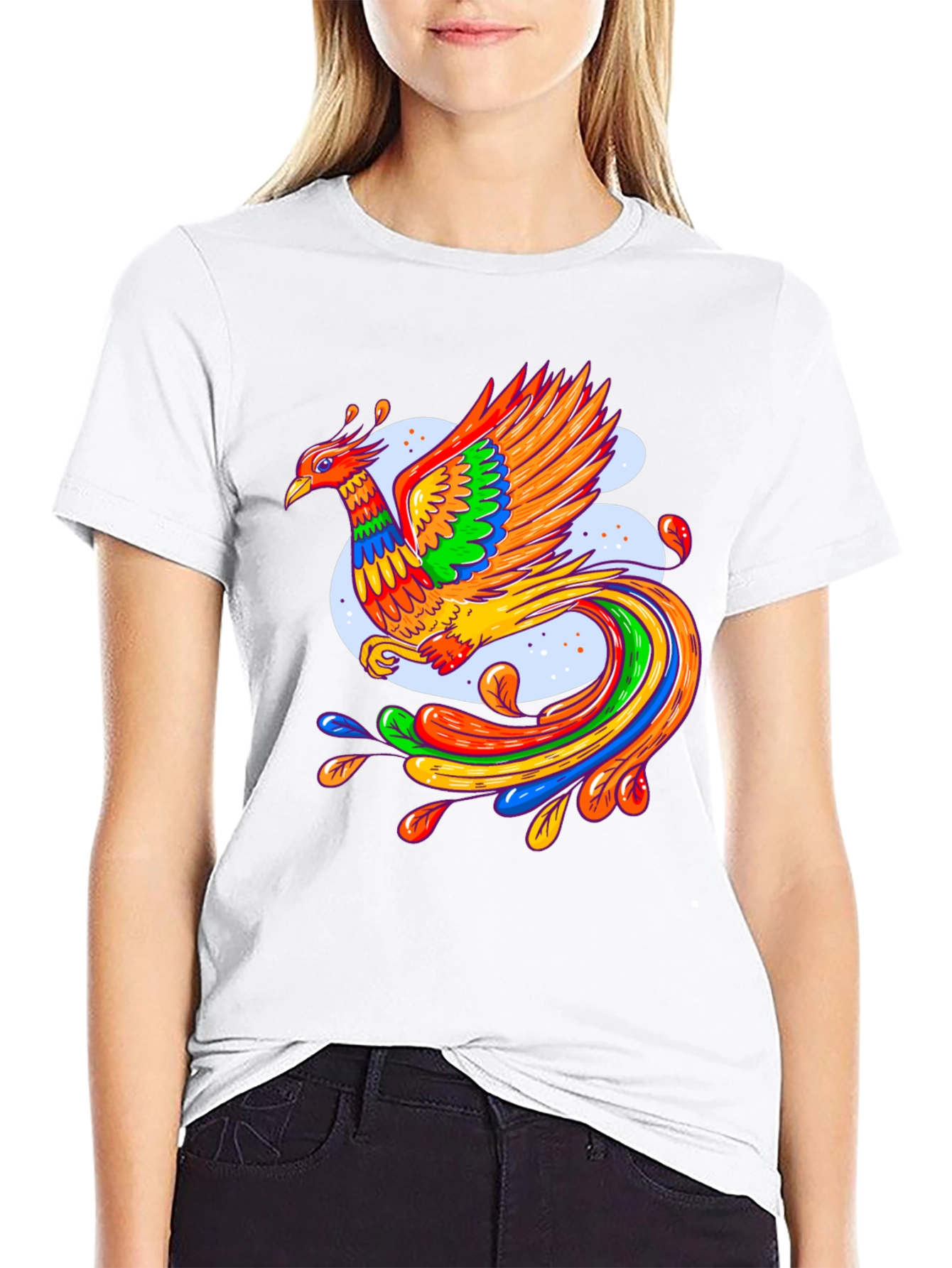 Vibrant Phoenix Graphic Black T-Shirt