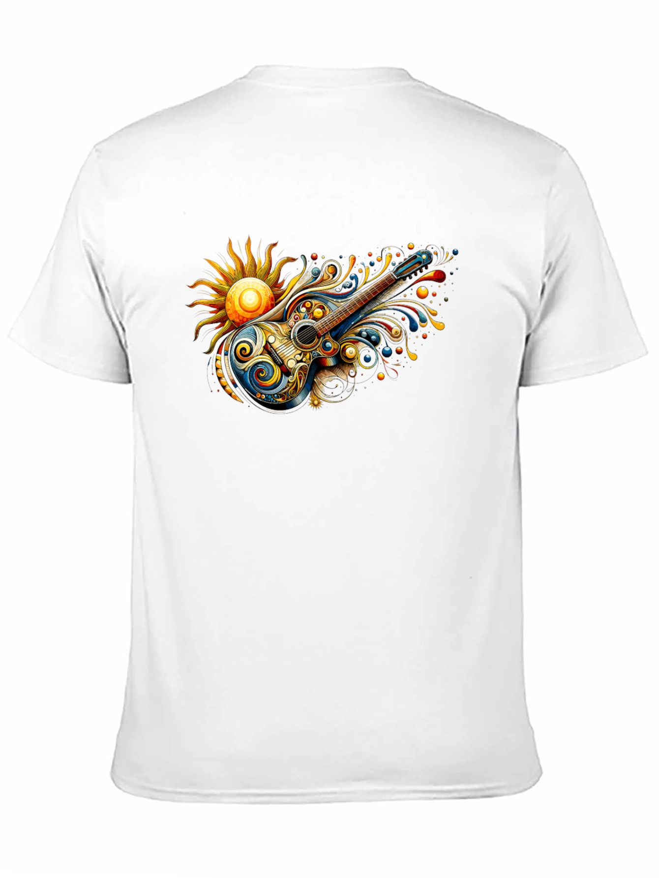 Psychedelic Guitar Sun Graphic Black T-Shirt