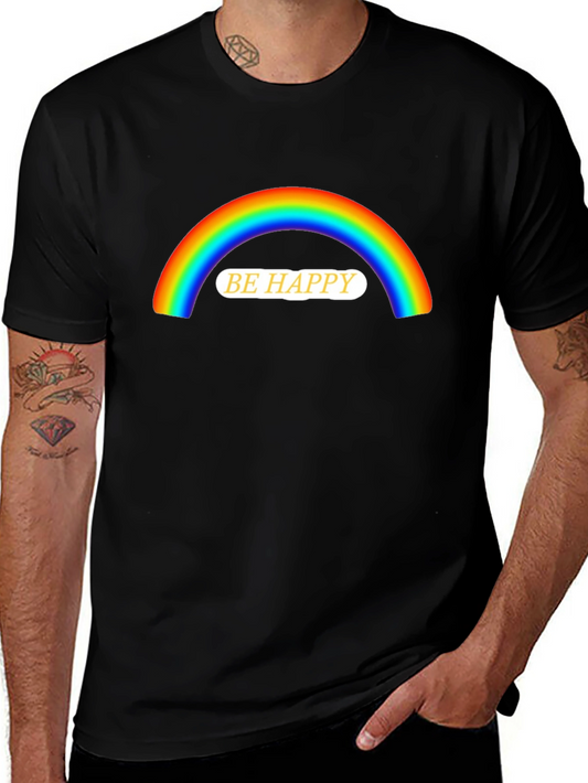 Be Happy Rainbow Graphic T-Shirt