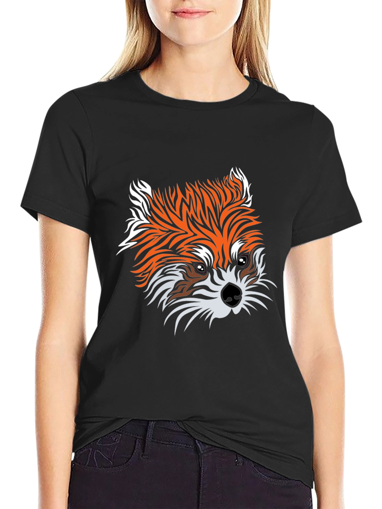 Fox Graphic Print Black Tee - Unisex