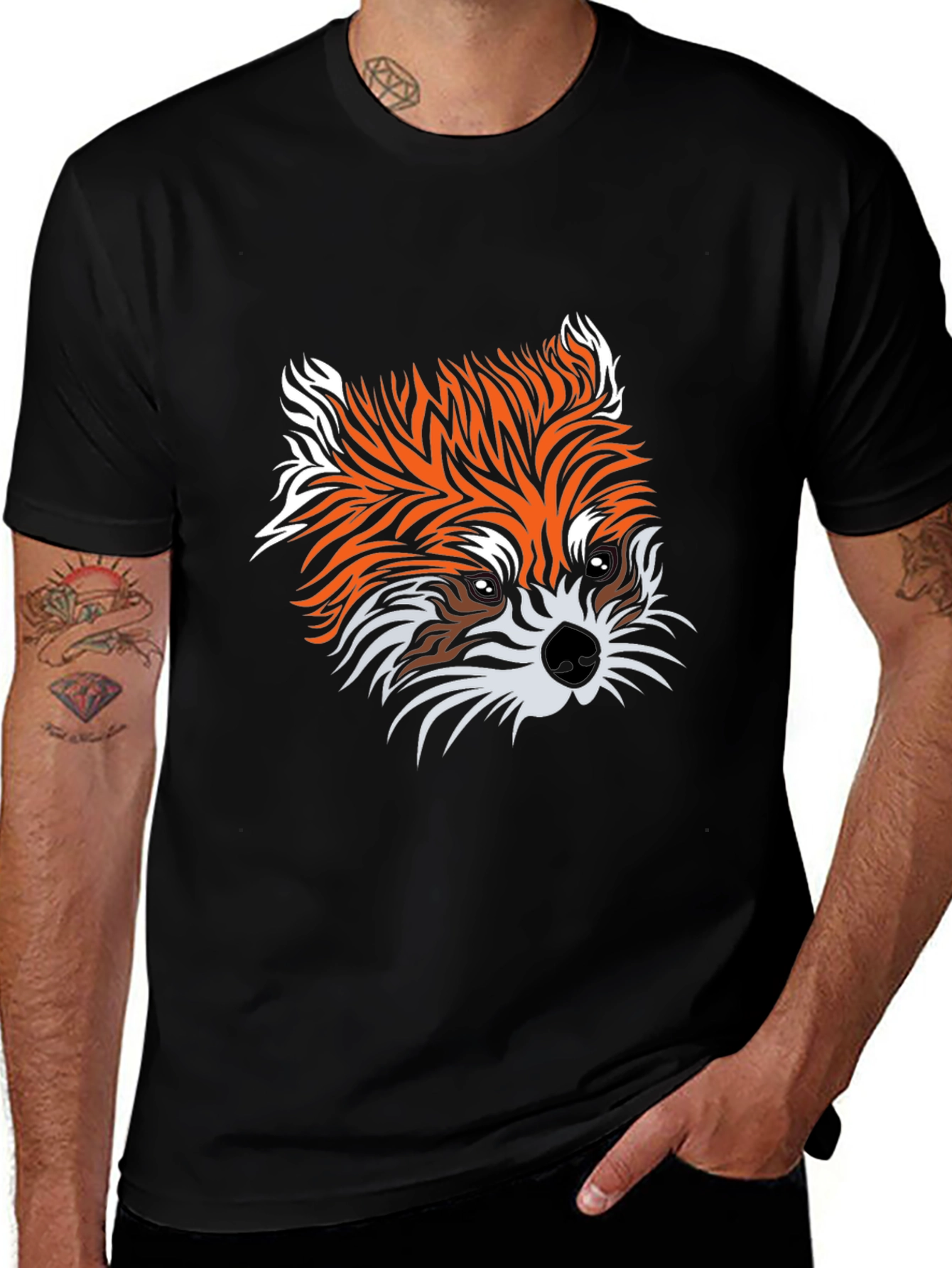 Fox Graphic Print Black Tee - Unisex