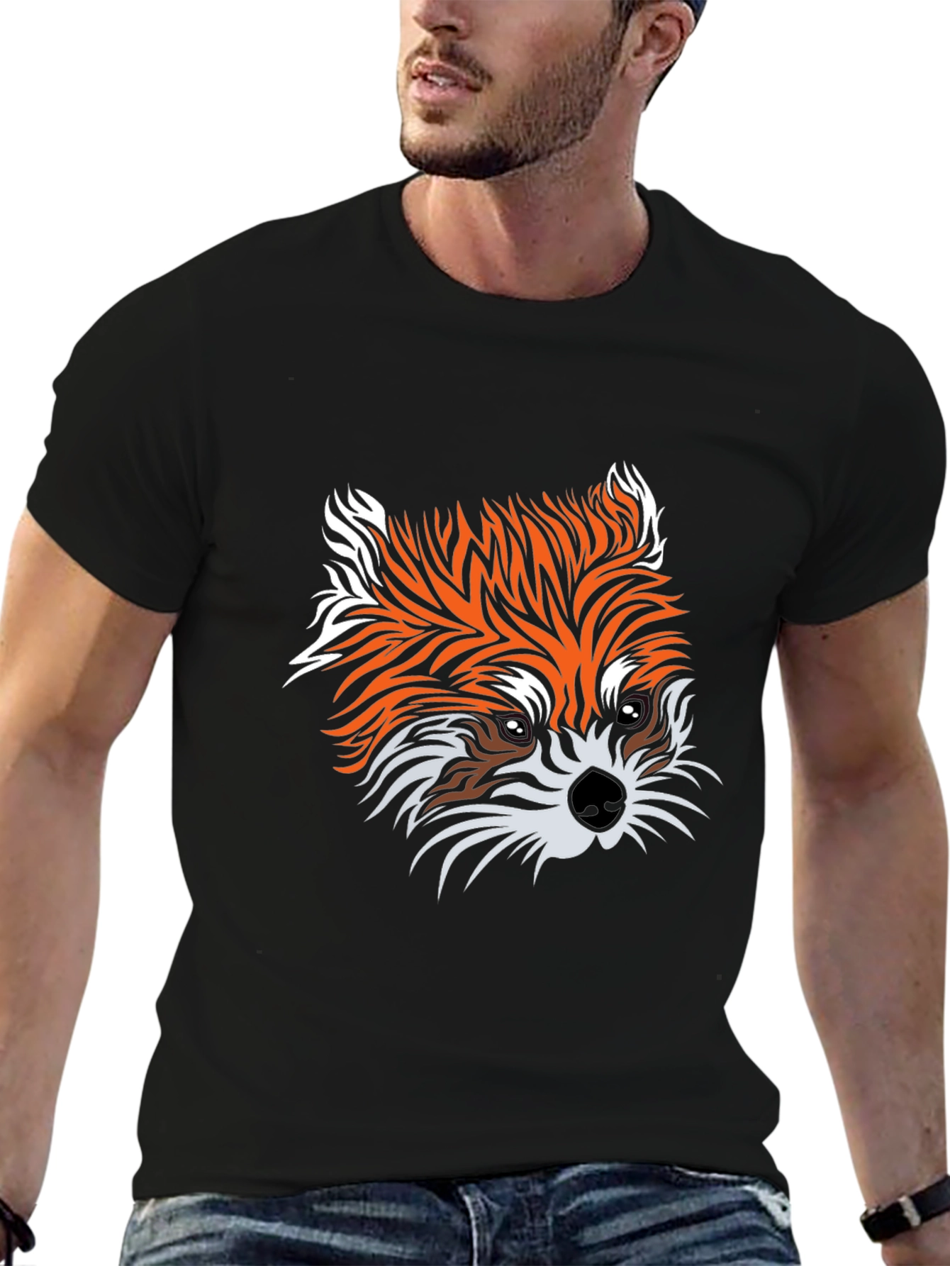 Fox Graphic Print Black Tee - Unisex