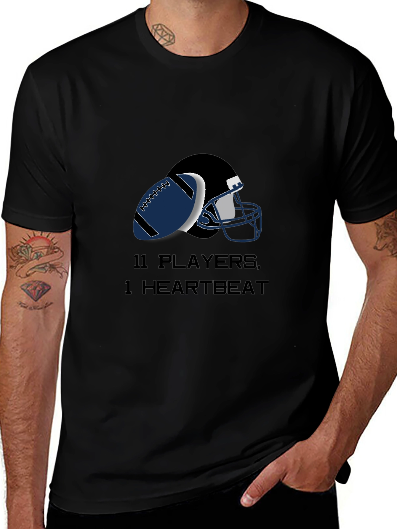 Football Player T-Shirt - 11 Players 1 Heartbeat Design