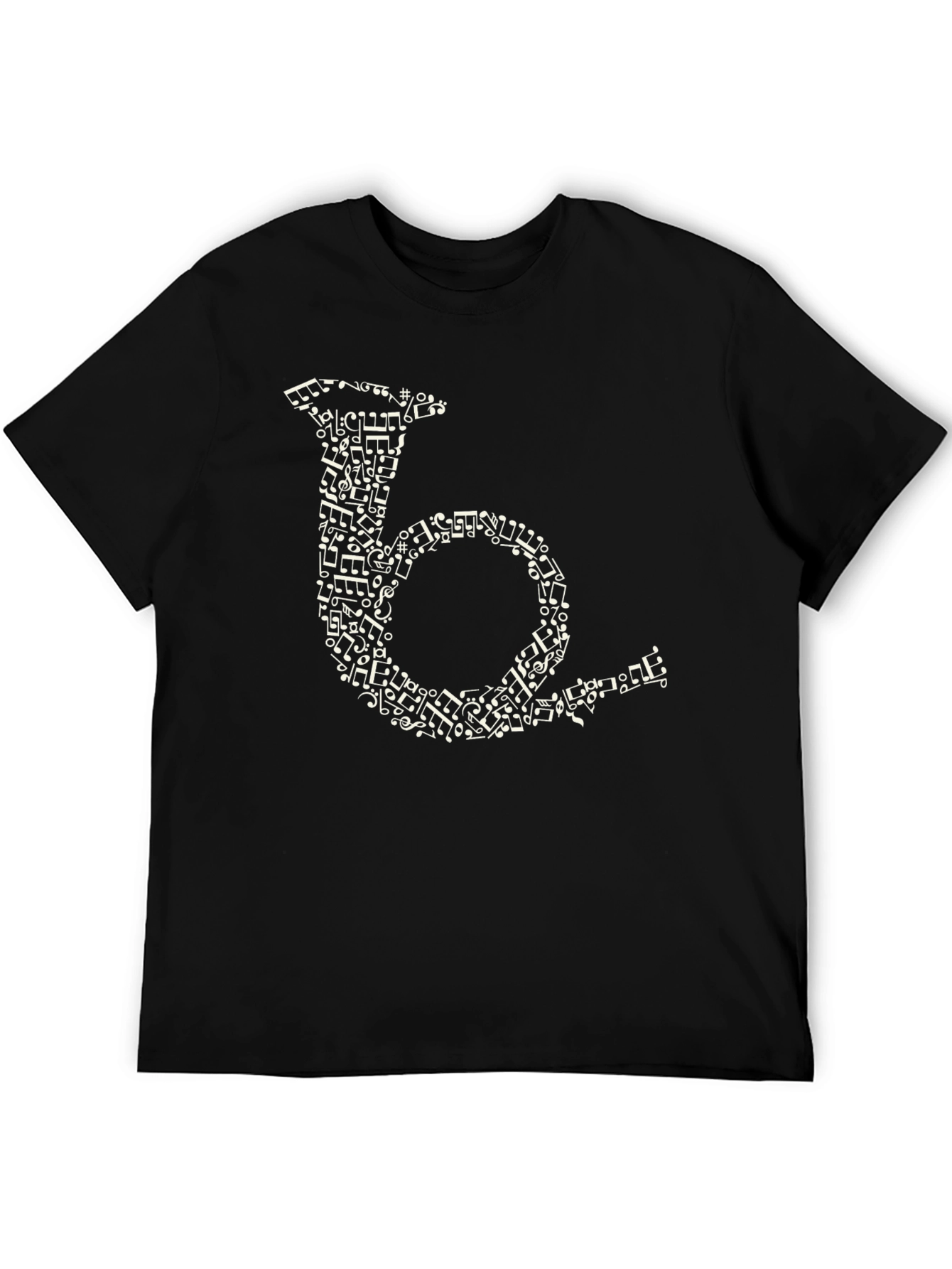 Musical Note French Horn Black T-Shirt